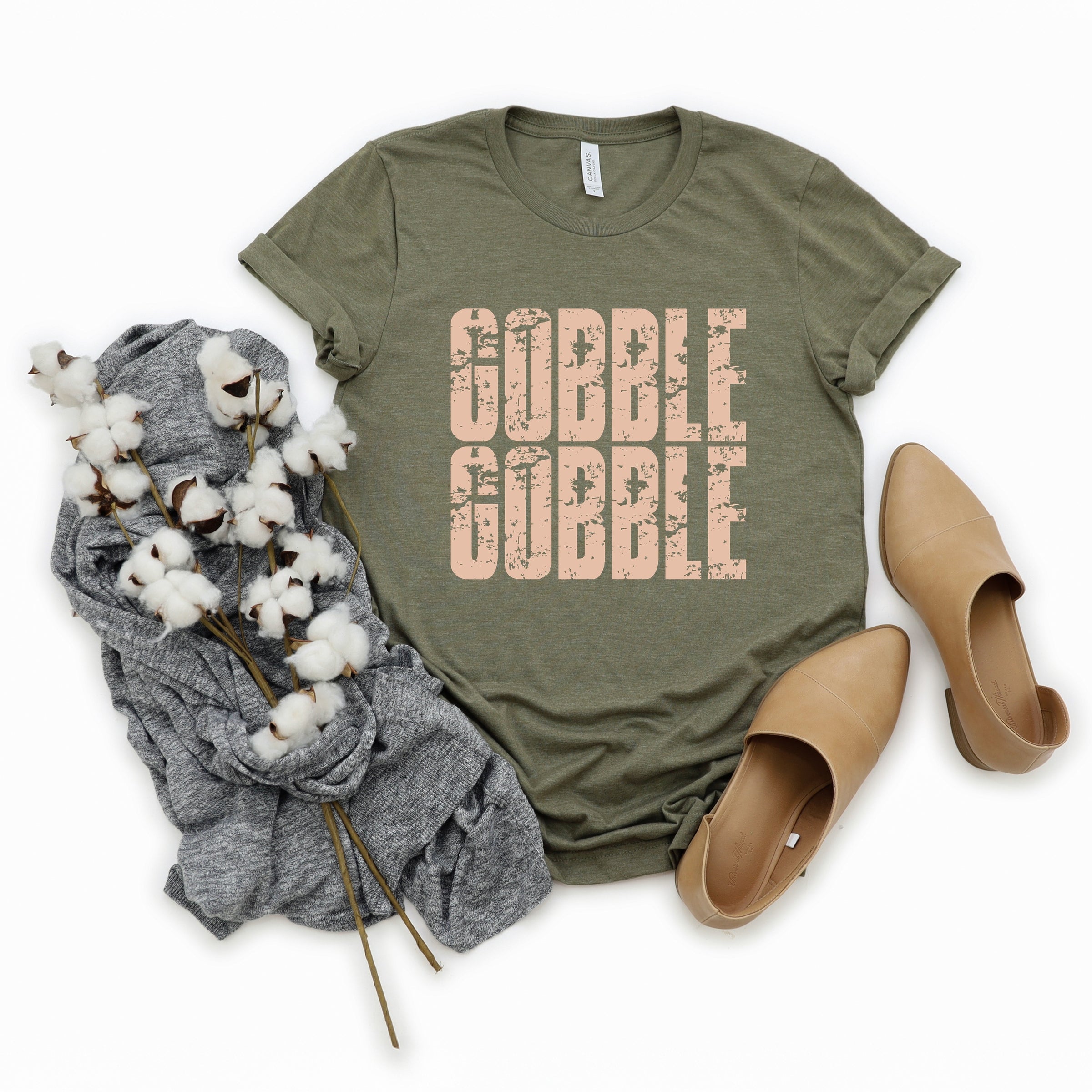 Gobble Gobble Block Distressed - Women's Short Sleeve Graphic T-Shirt