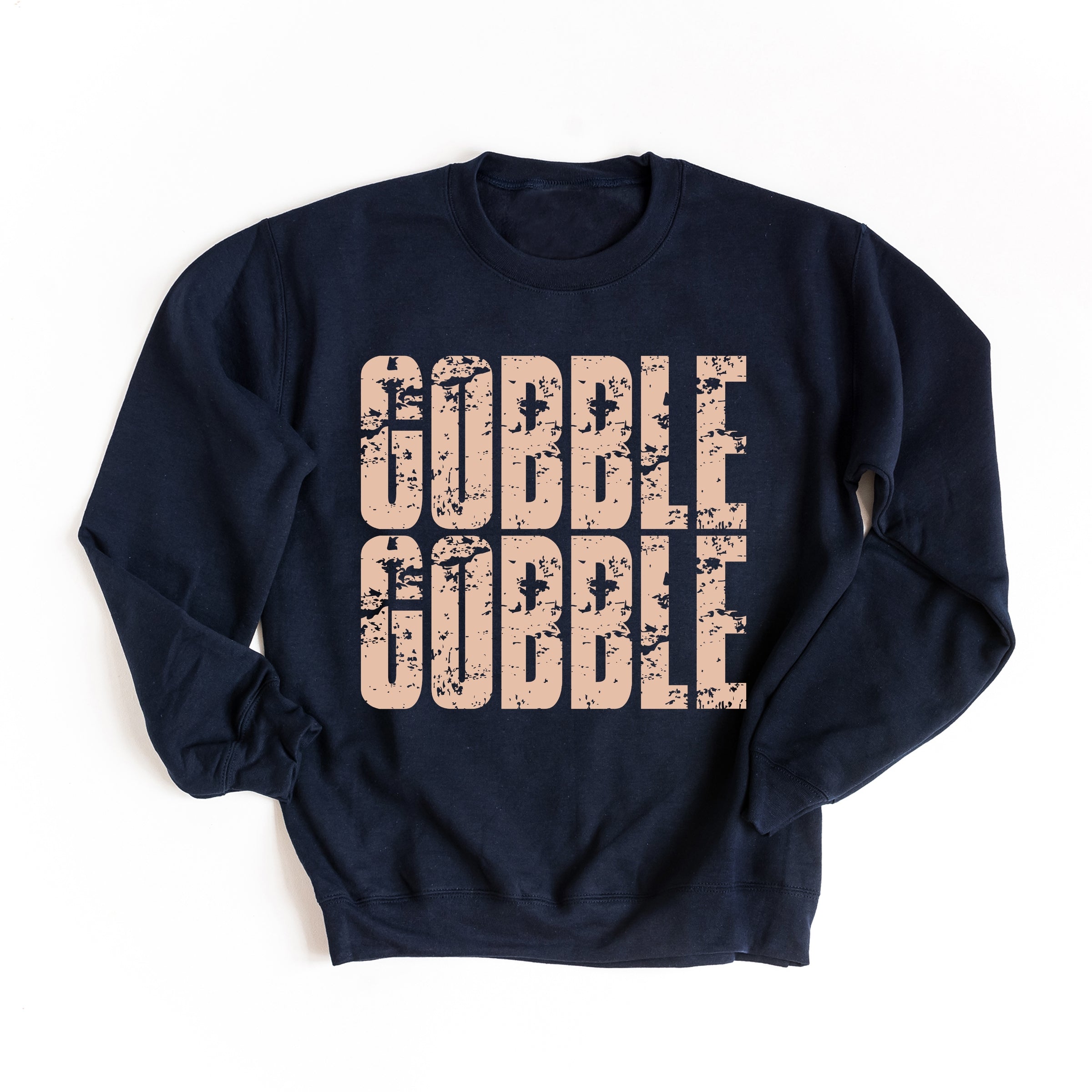 Gobble Gobble Block Distressed - Women's Graphic Sweatshirt