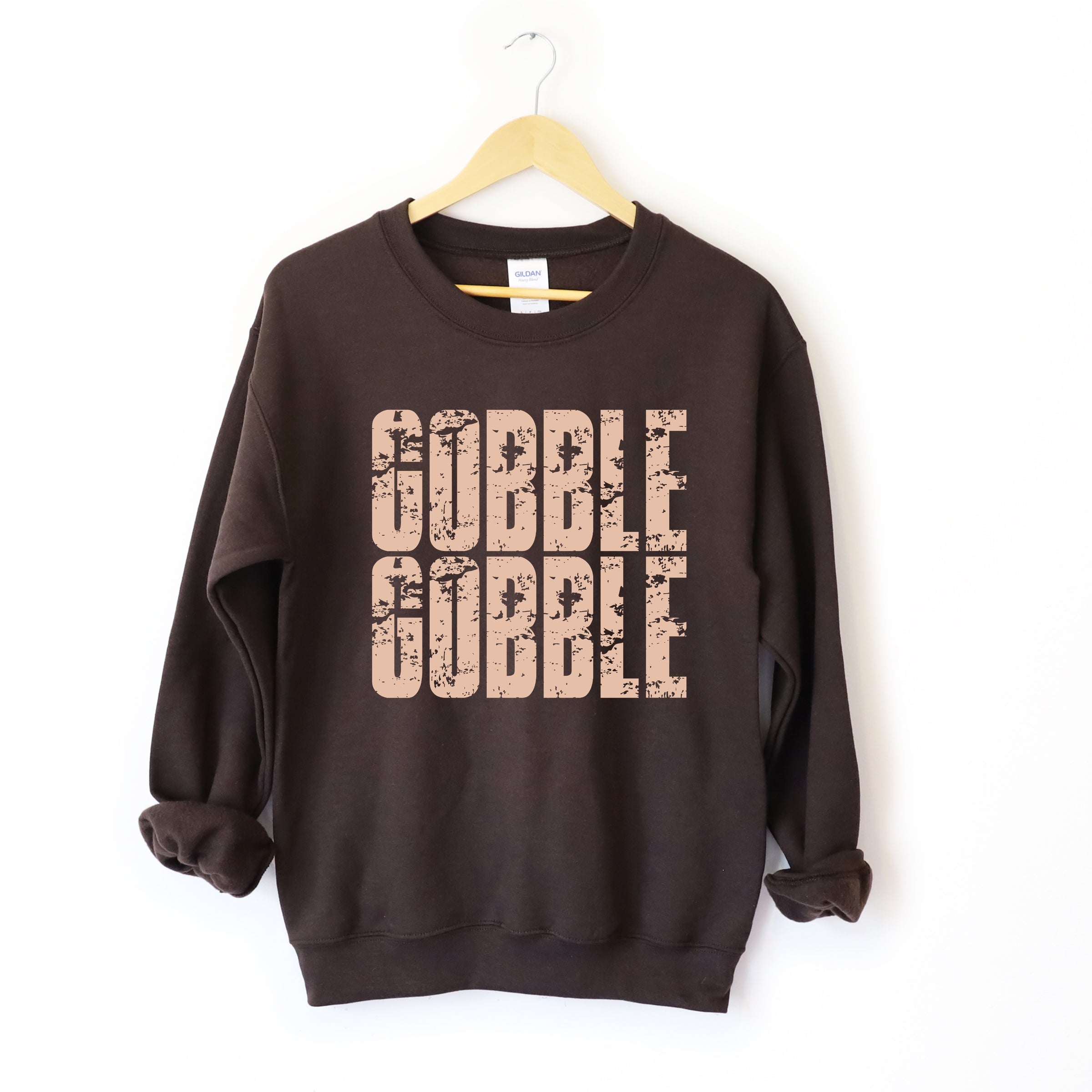 Gobble Gobble Block Distressed - Women's Graphic Sweatshirt