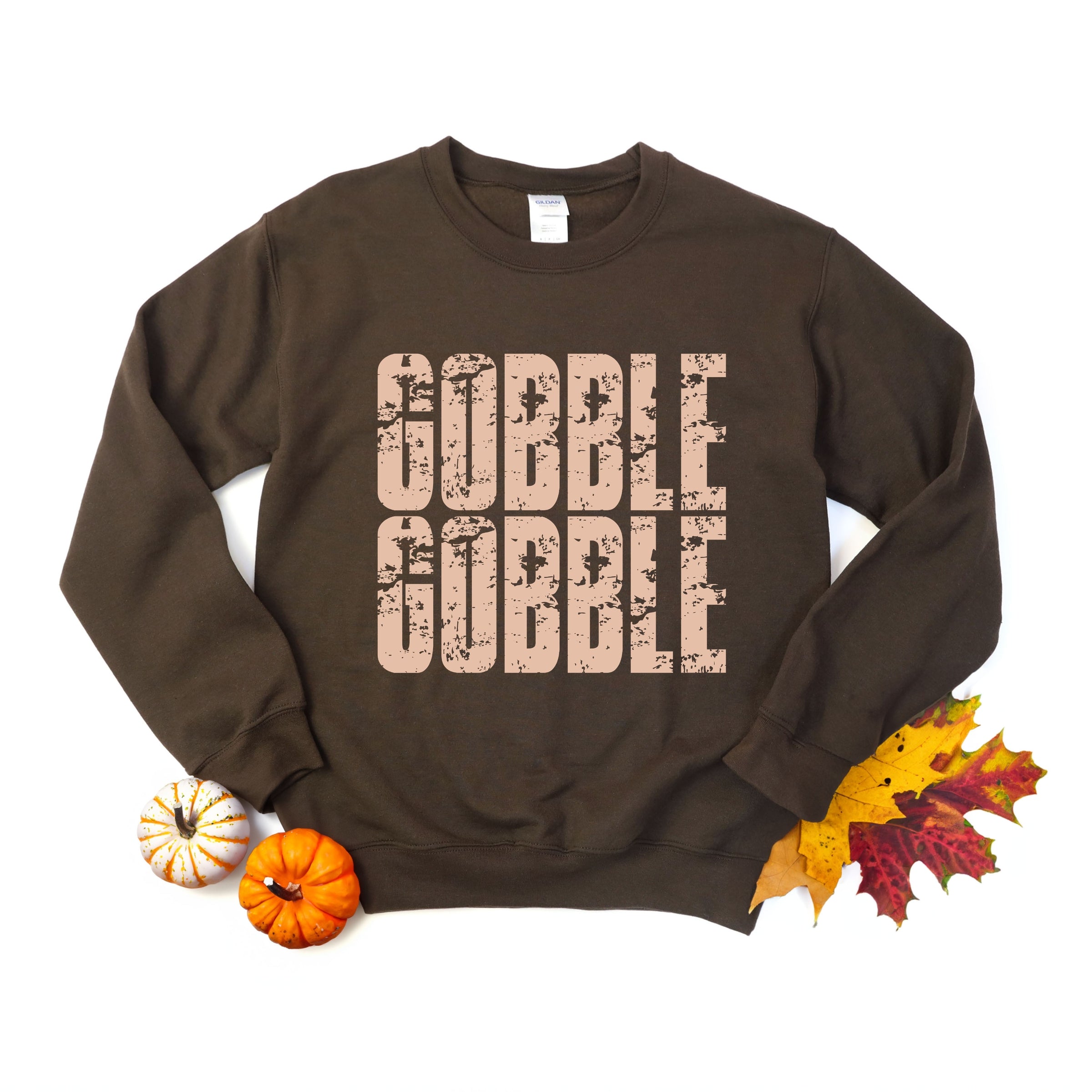 Gobble Gobble Block Distressed - Women's Graphic Sweatshirt