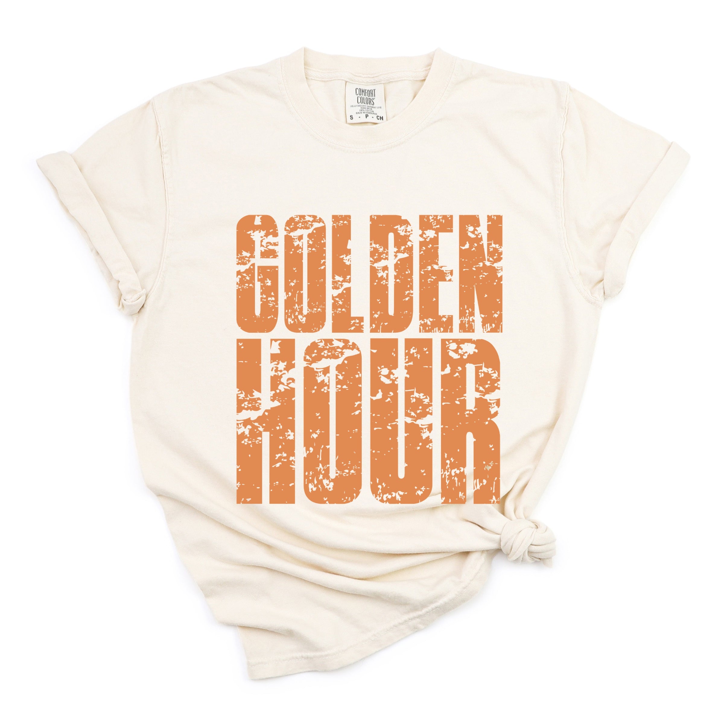 Golden Hour Block Distressed - Women's Garment Dyed Graphic T-Shirt