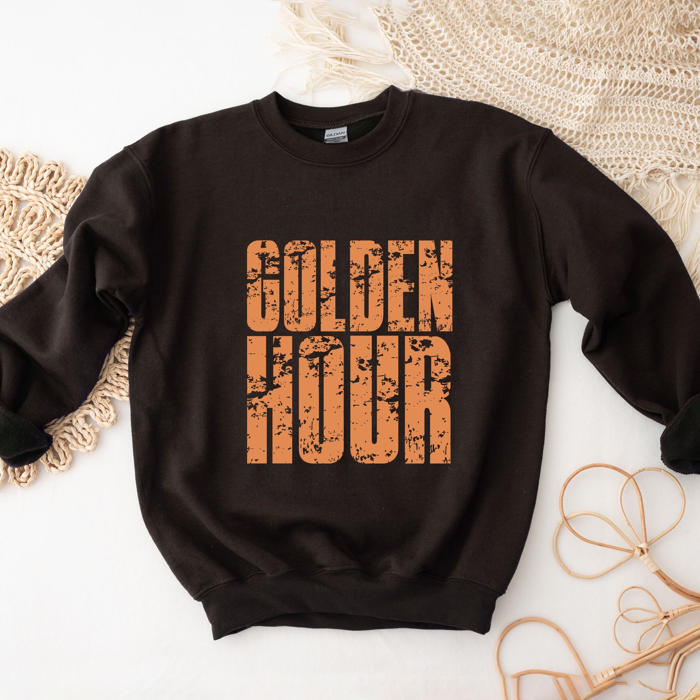 Golden Hour Block Distressed - Women's Graphic Sweatshirt