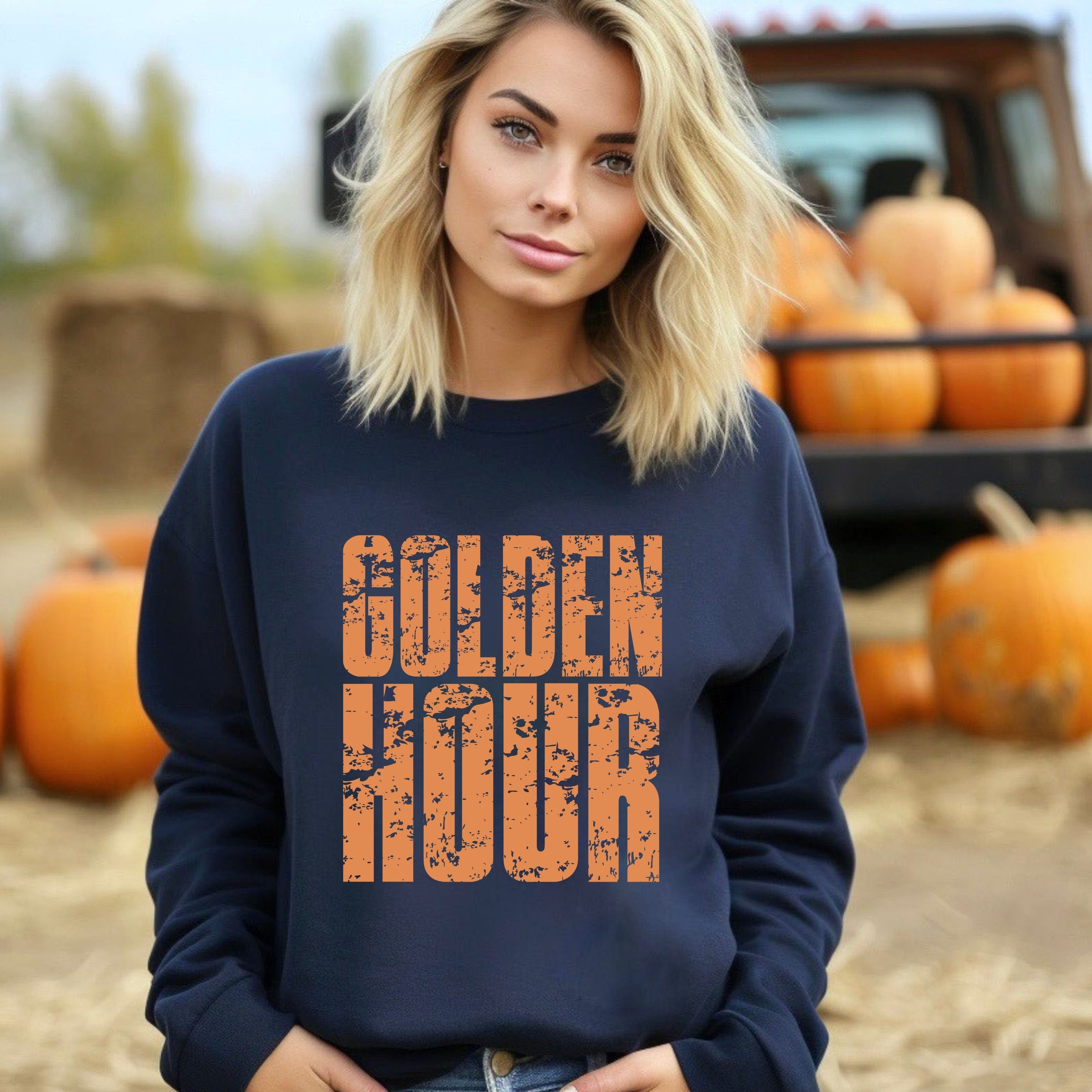 Golden Hour Block Distressed - Women's Graphic Sweatshirt