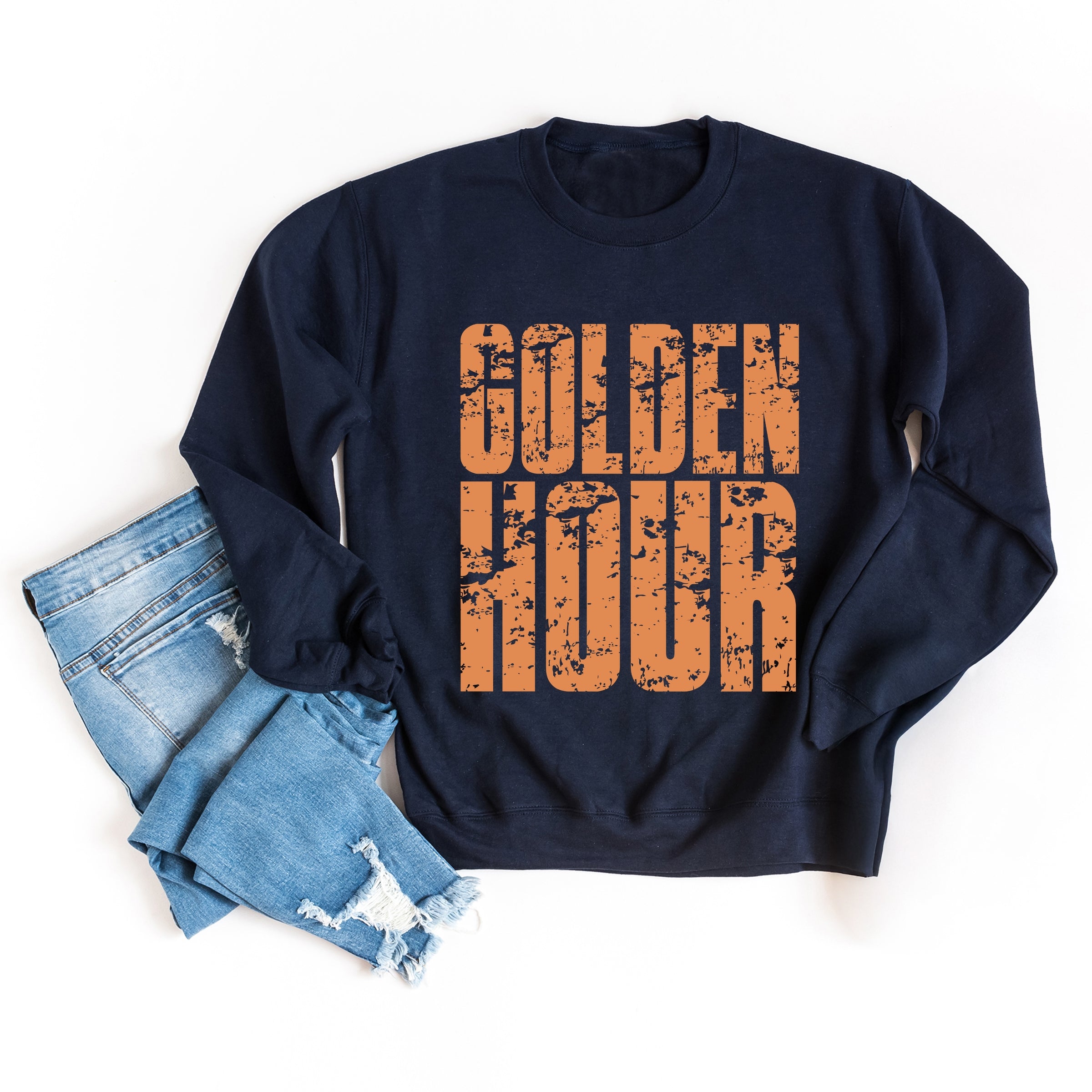 Golden Hour Block Distressed - Women's Graphic Sweatshirt