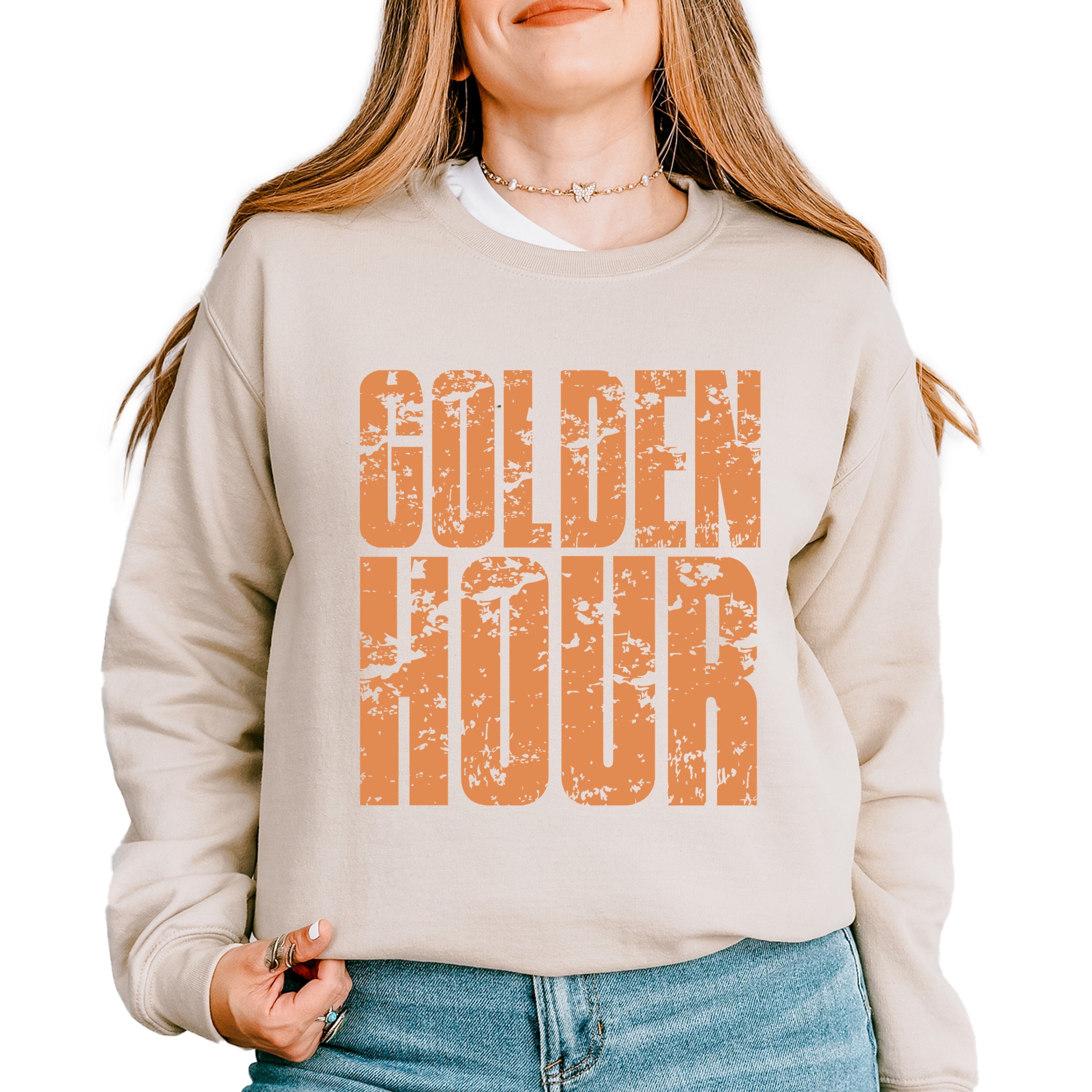 Golden Hour Block Distressed - Women's Graphic Sweatshirt