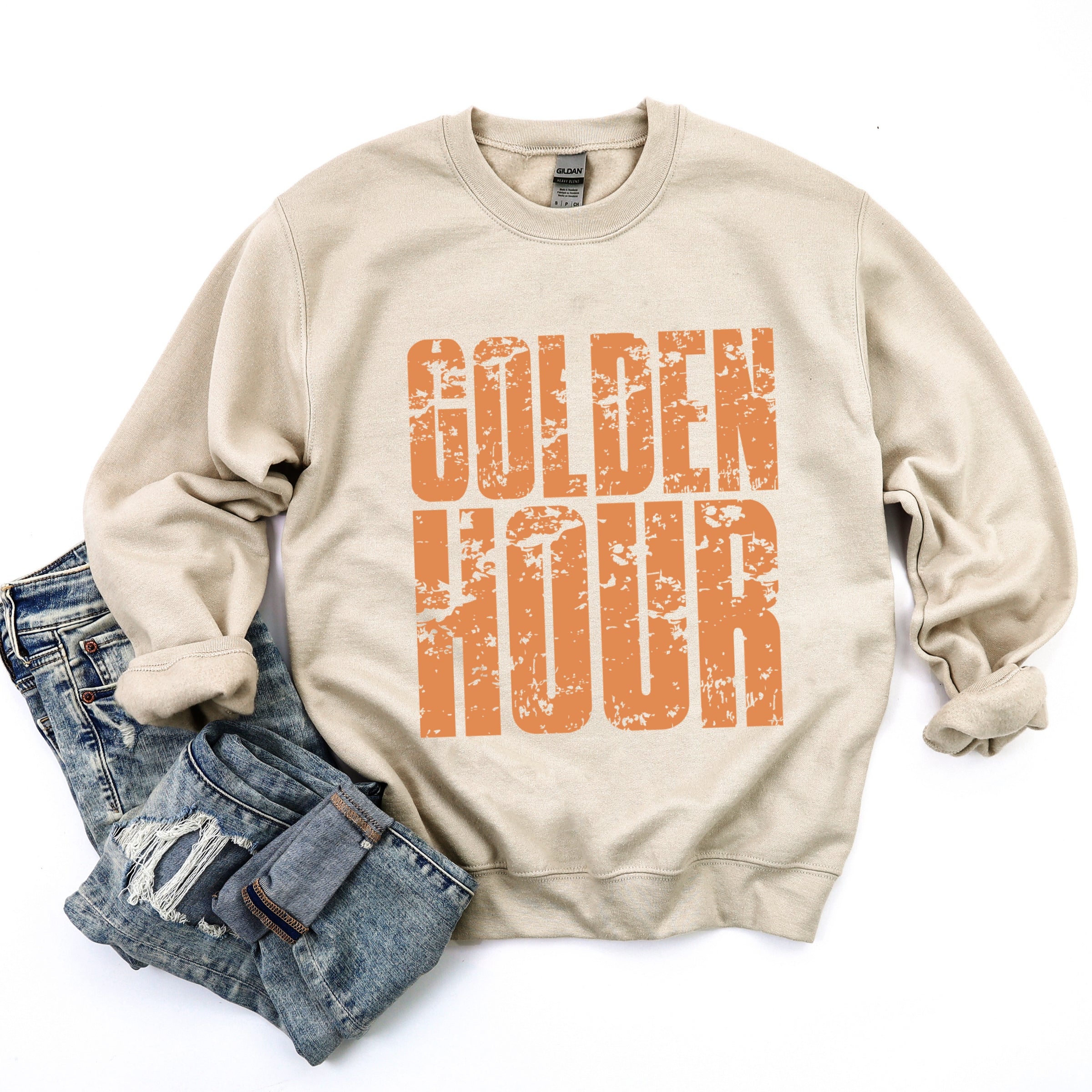 Golden Hour Block Distressed - Women's Graphic Sweatshirt