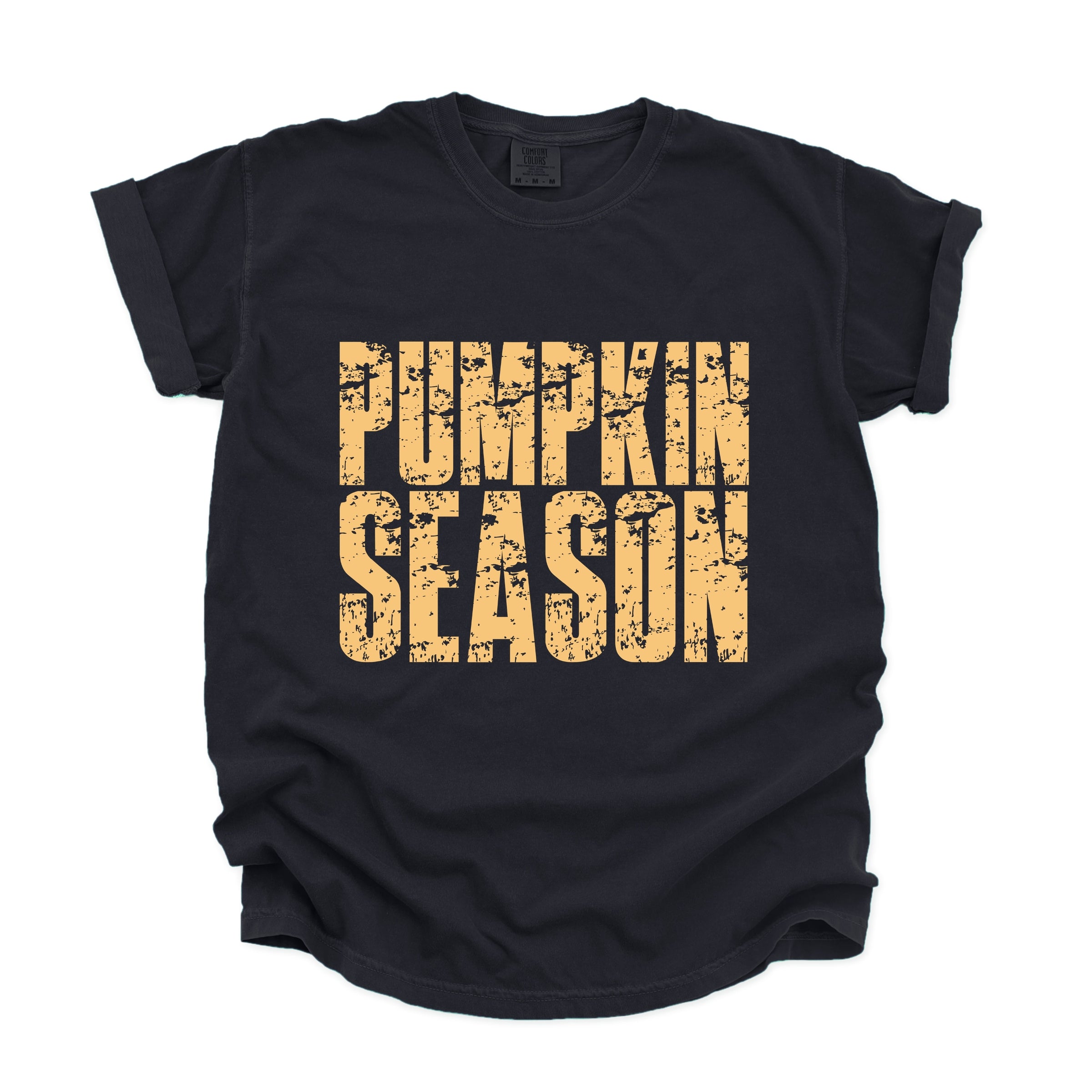 Pumpkin Season Block Distressed - Women's Garment Dyed Graphic T-Shirt