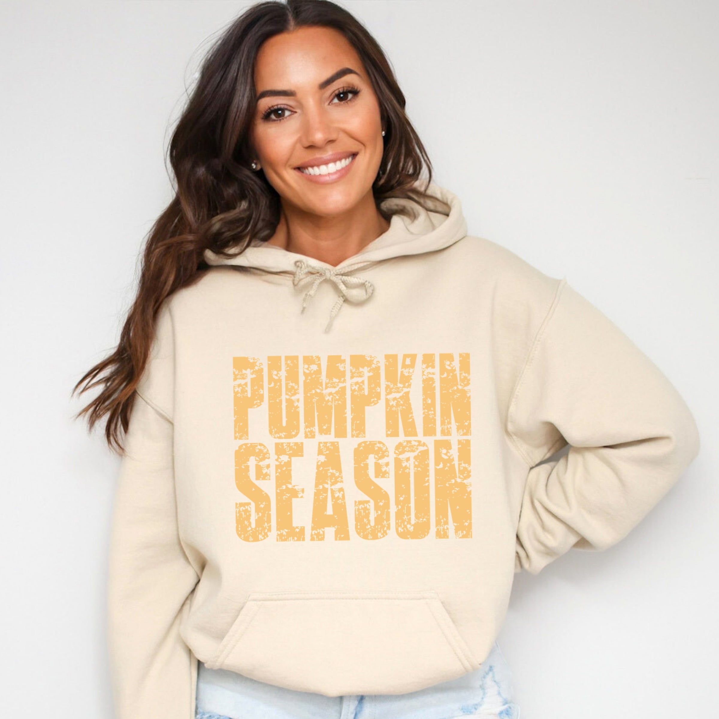 Pumpkin Season Block Distressed - Women's Graphic Hoodie