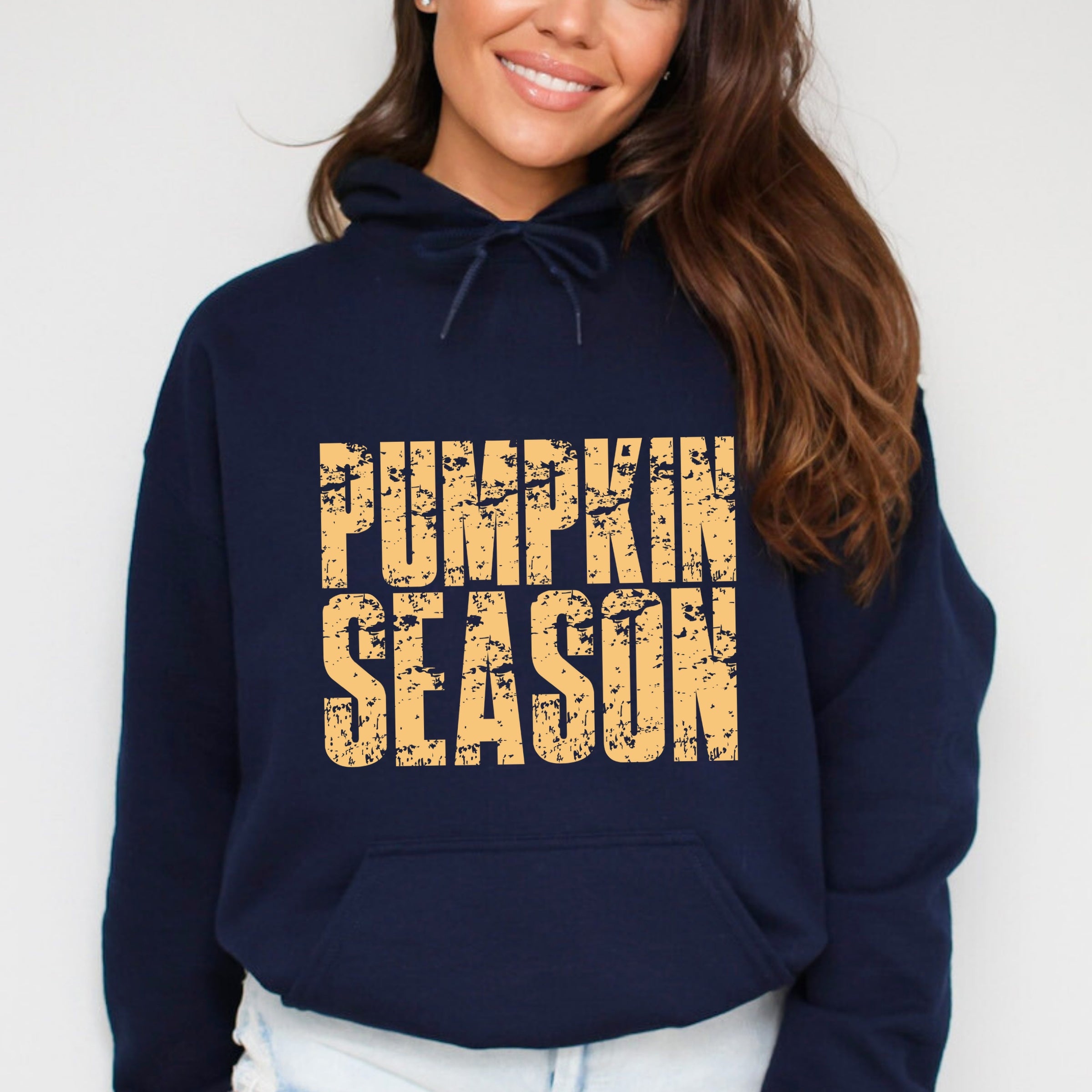 Pumpkin Season Block Distressed - Women's Graphic Hoodie