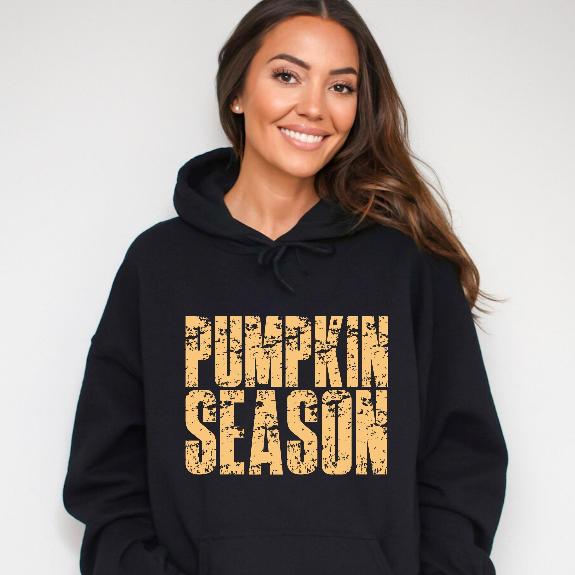 Pumpkin Season Block Distressed - Women's Graphic Hoodie