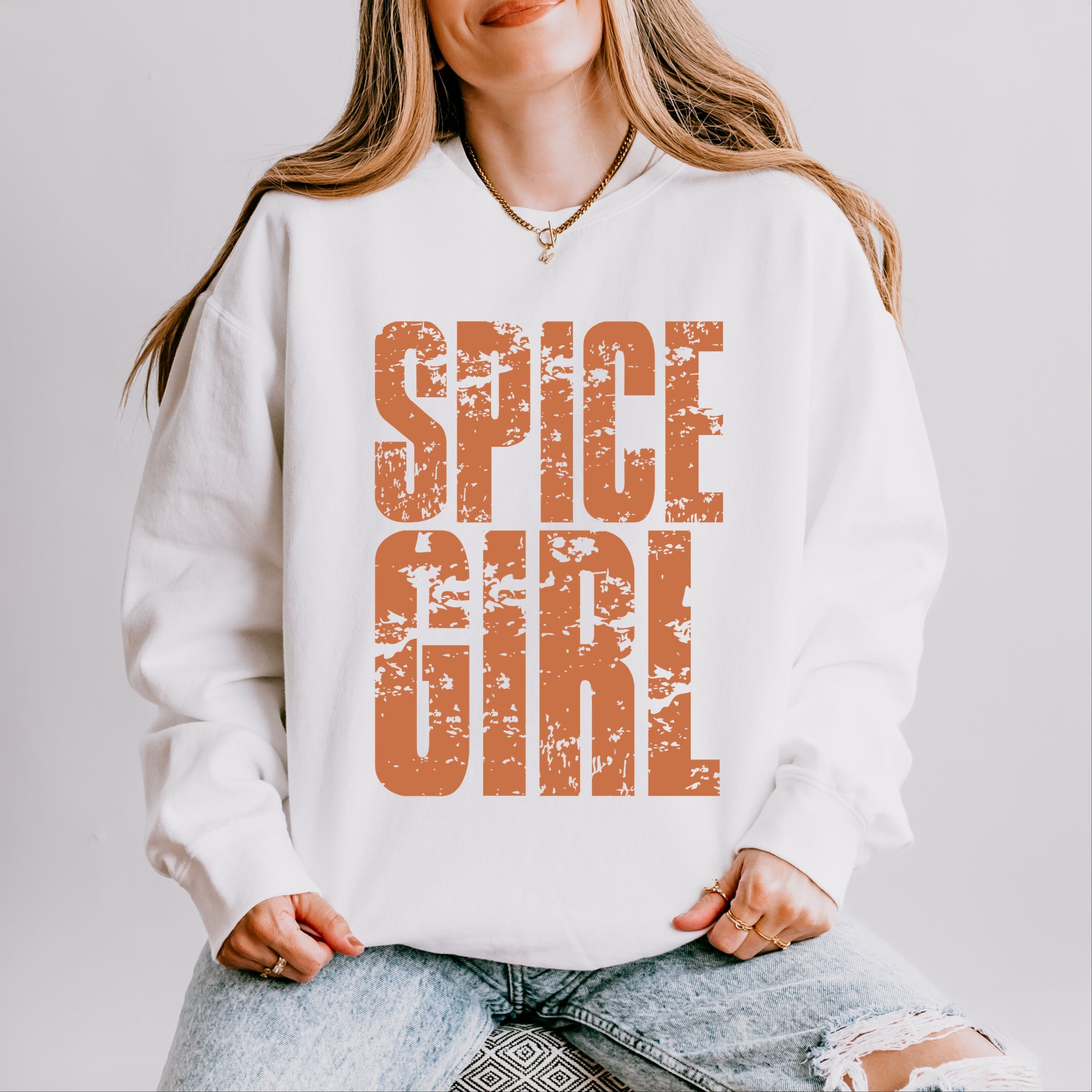 Spice Girl Block Distressed - Women's Lightweight Garment Dyed Sweatshirt