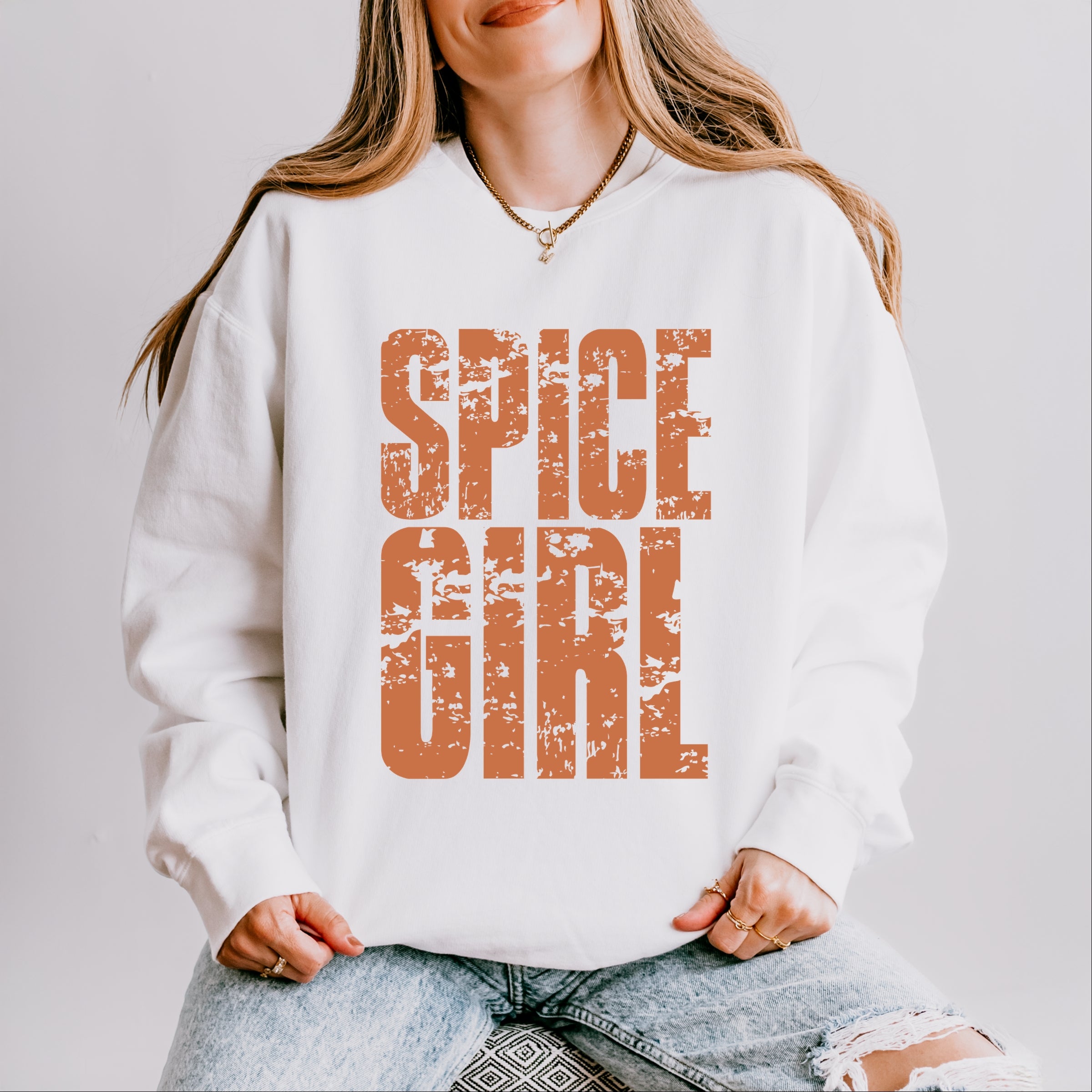 Spice Girl Block Distressed - Women's Lightweight Garment Dyed Sweatshirt