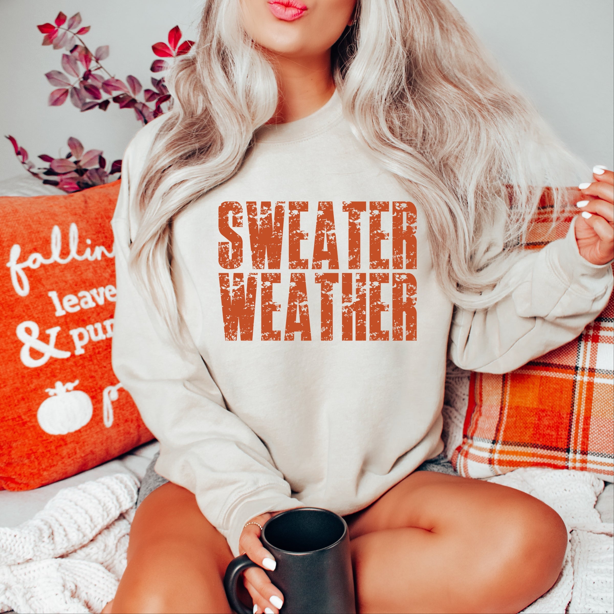 Sweater Weather Block Distressed - Women's Graphic Sweatshirt