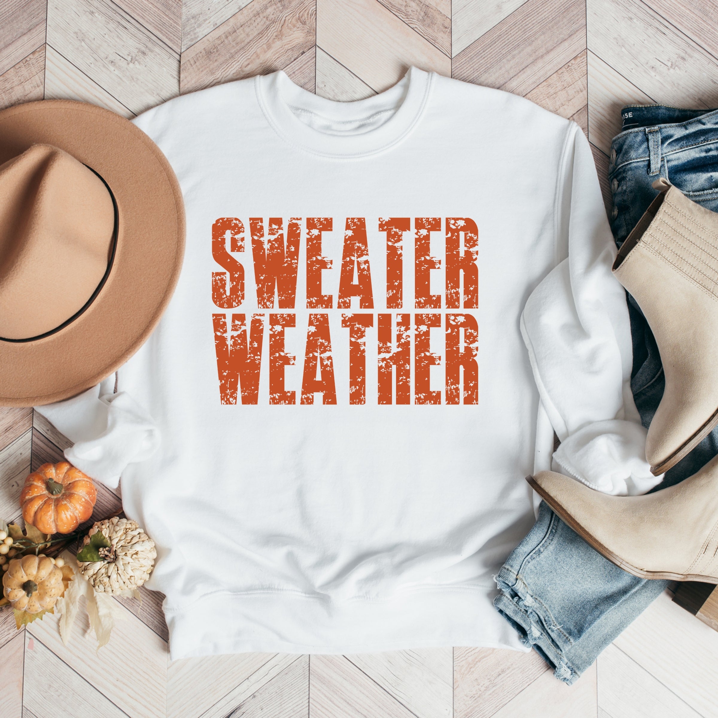 Sweater Weather Block Distressed - Women's Graphic Sweatshirt