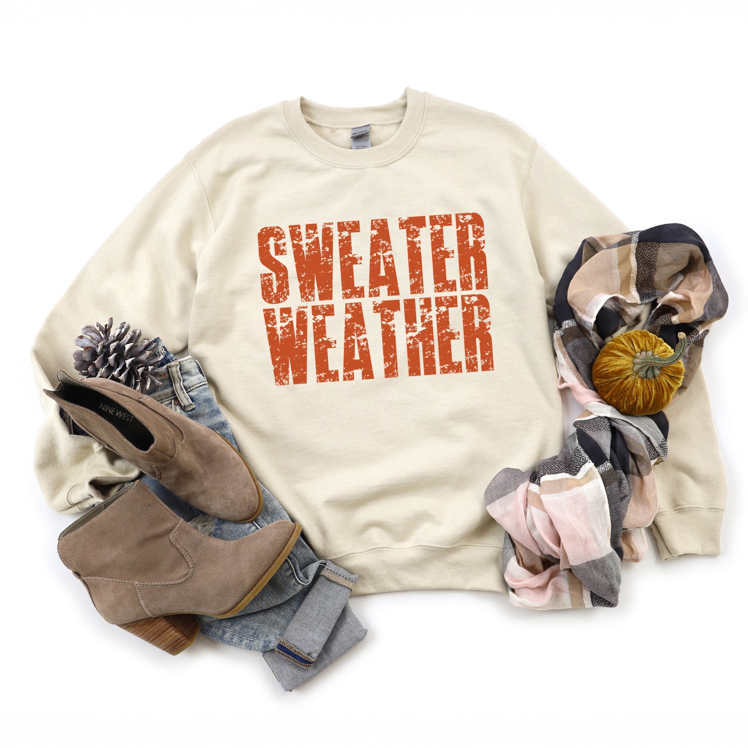 Sweater Weather Block Distressed - Women's Graphic Sweatshirt