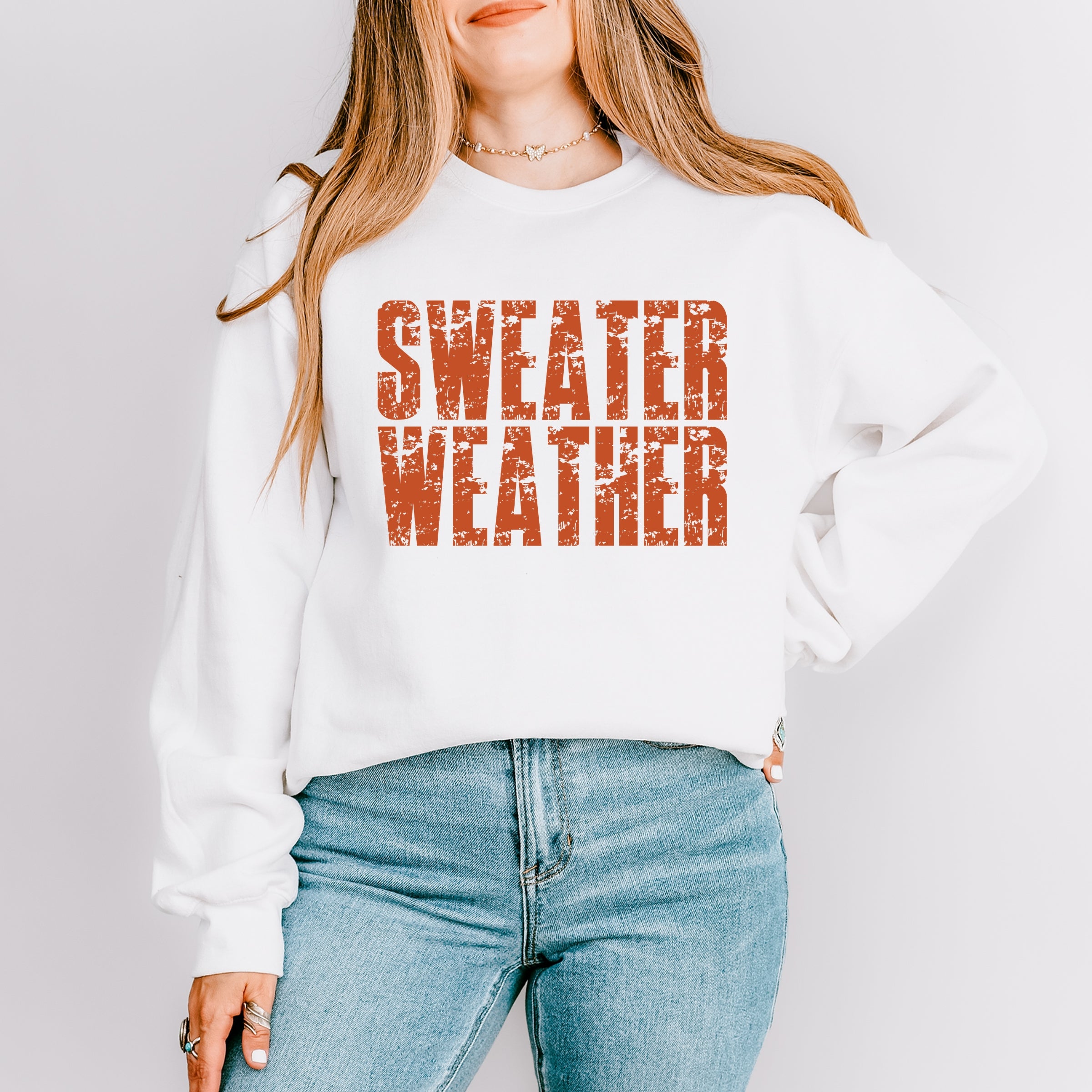 Sweater Weather Block Distressed - Women's Graphic Sweatshirt