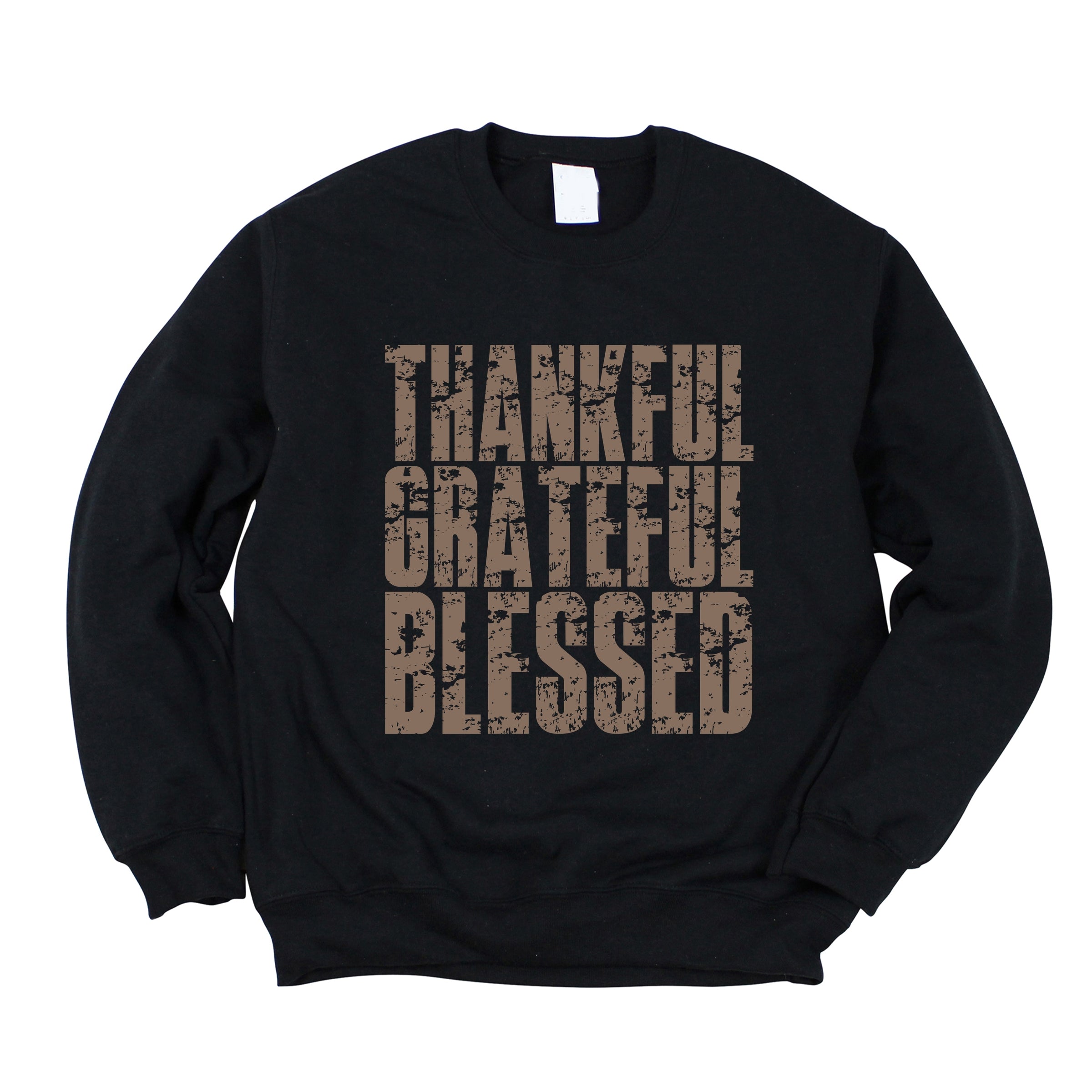Thankful Grateful Blessed Block Distressed - Women's Graphic Sweatshirt