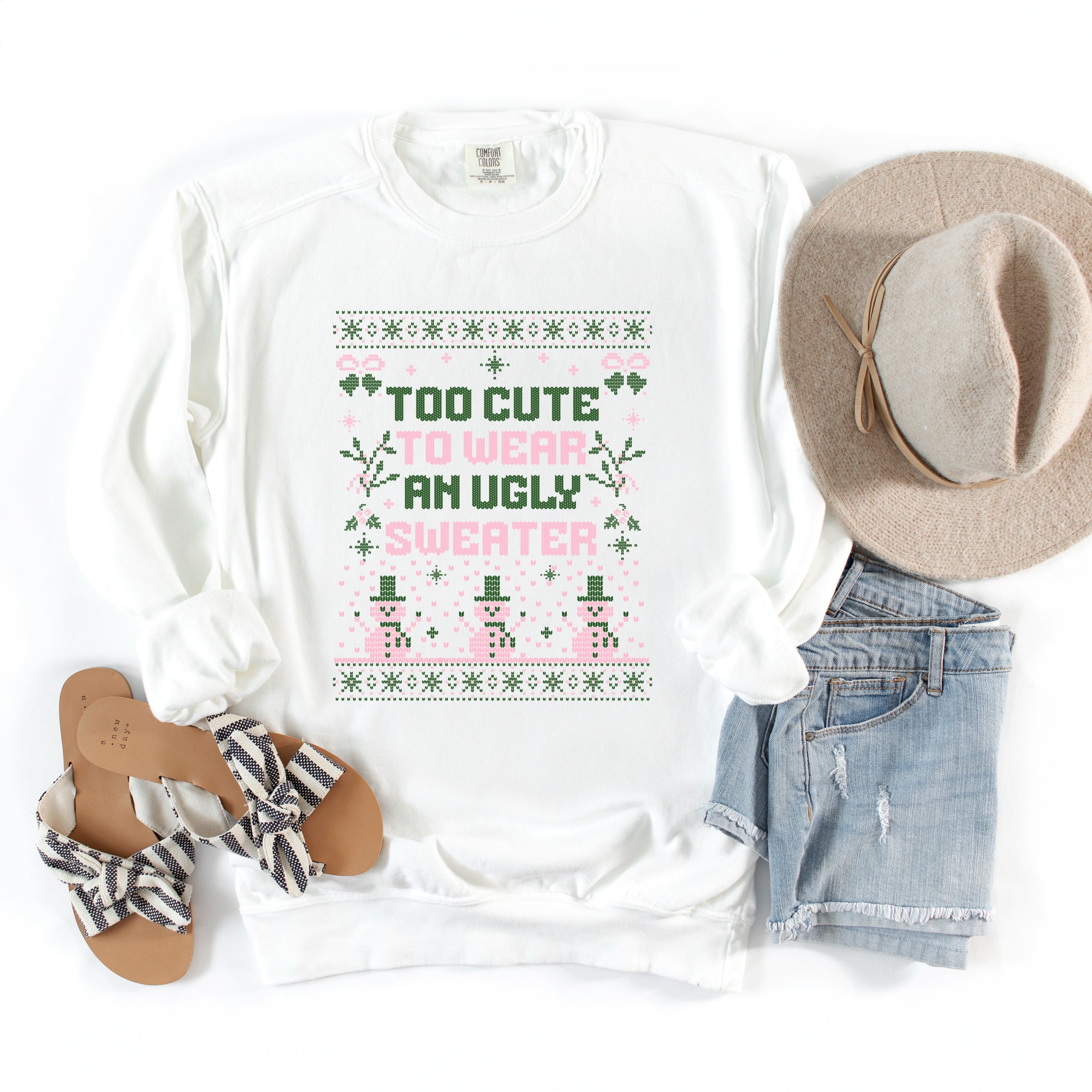 Too Cute Ugly Sweater - Womens Garment Dyed Sweatshirt