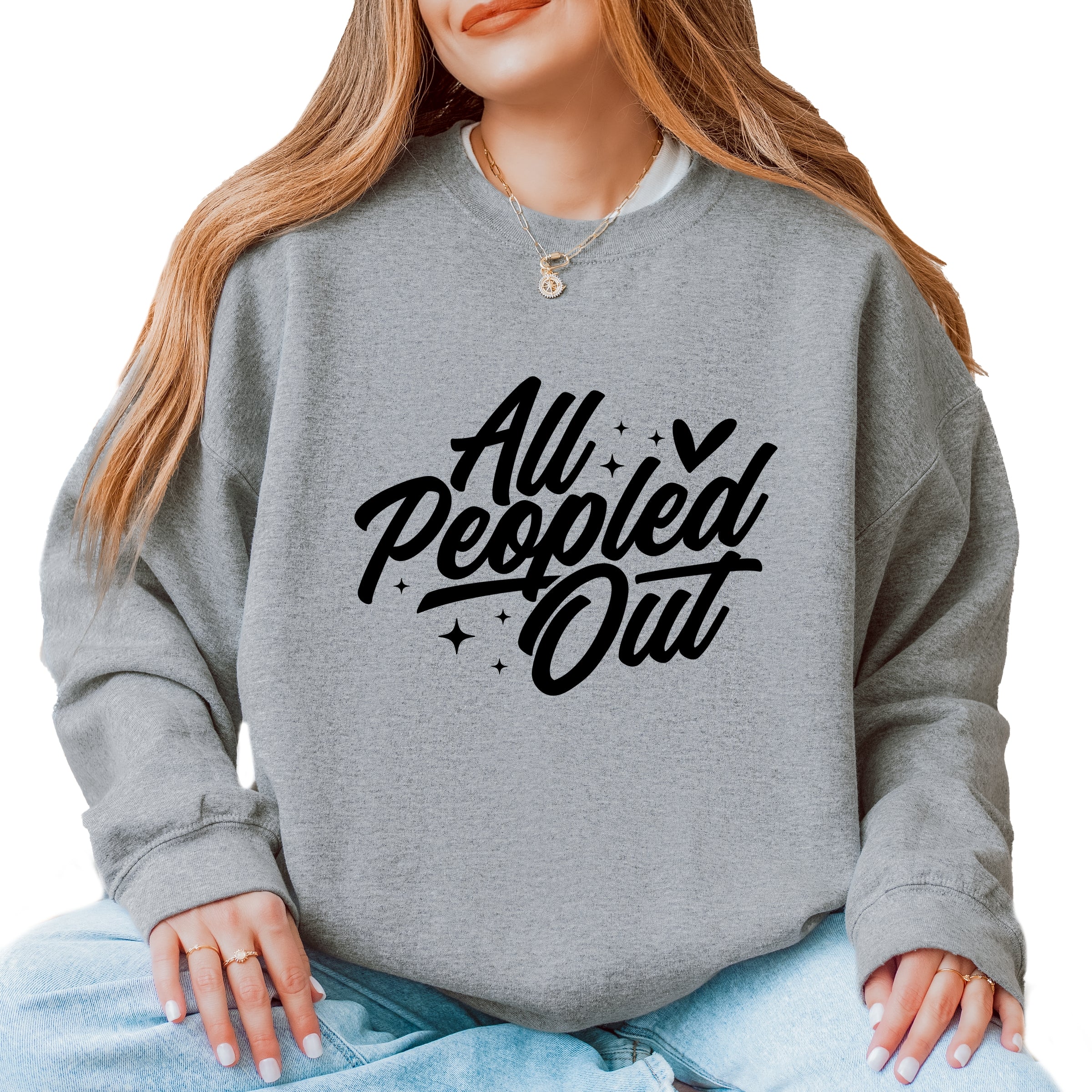 All Peopled Out Cursive - Women's Graphic Sweatshirt