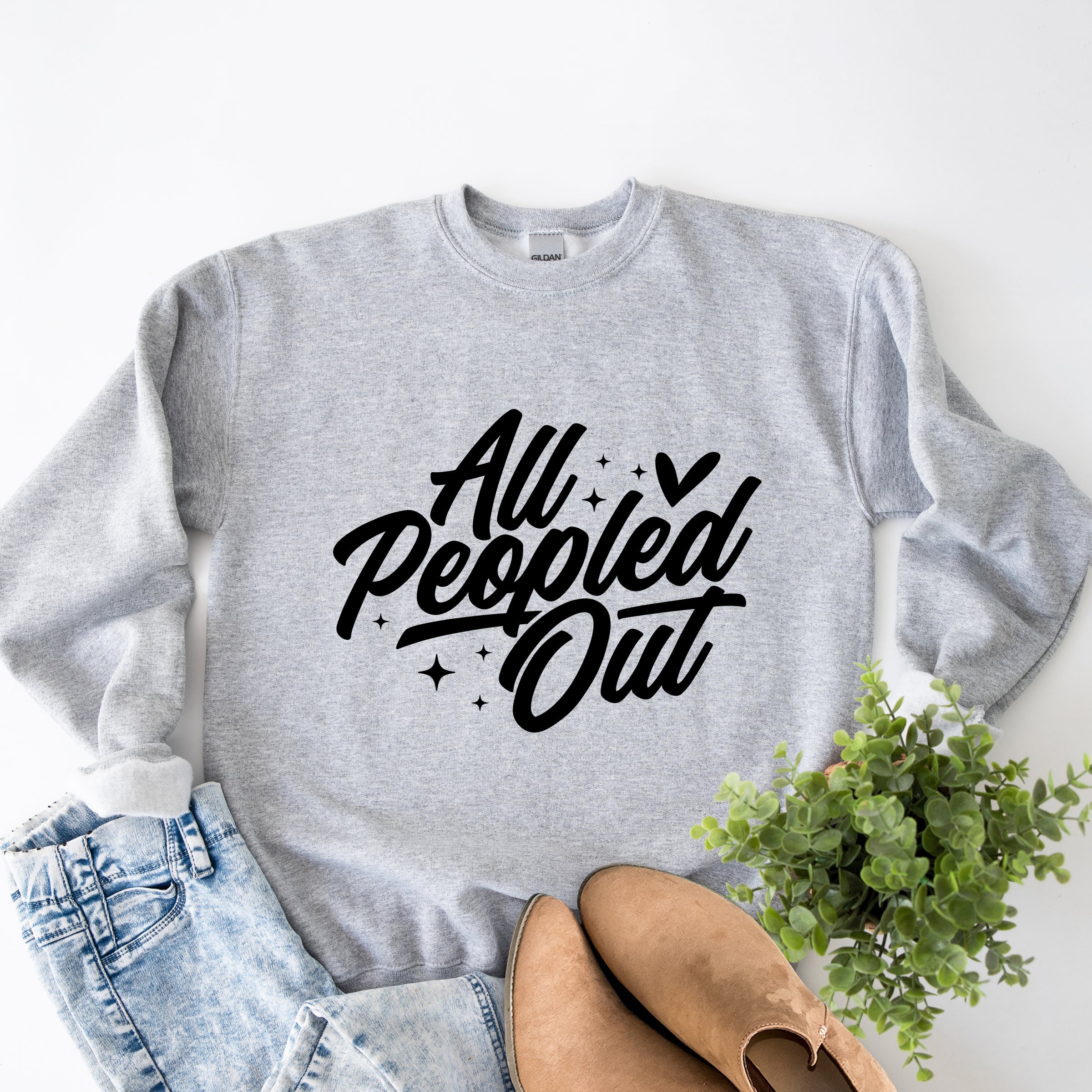 All Peopled Out Cursive - Women's Graphic Sweatshirt