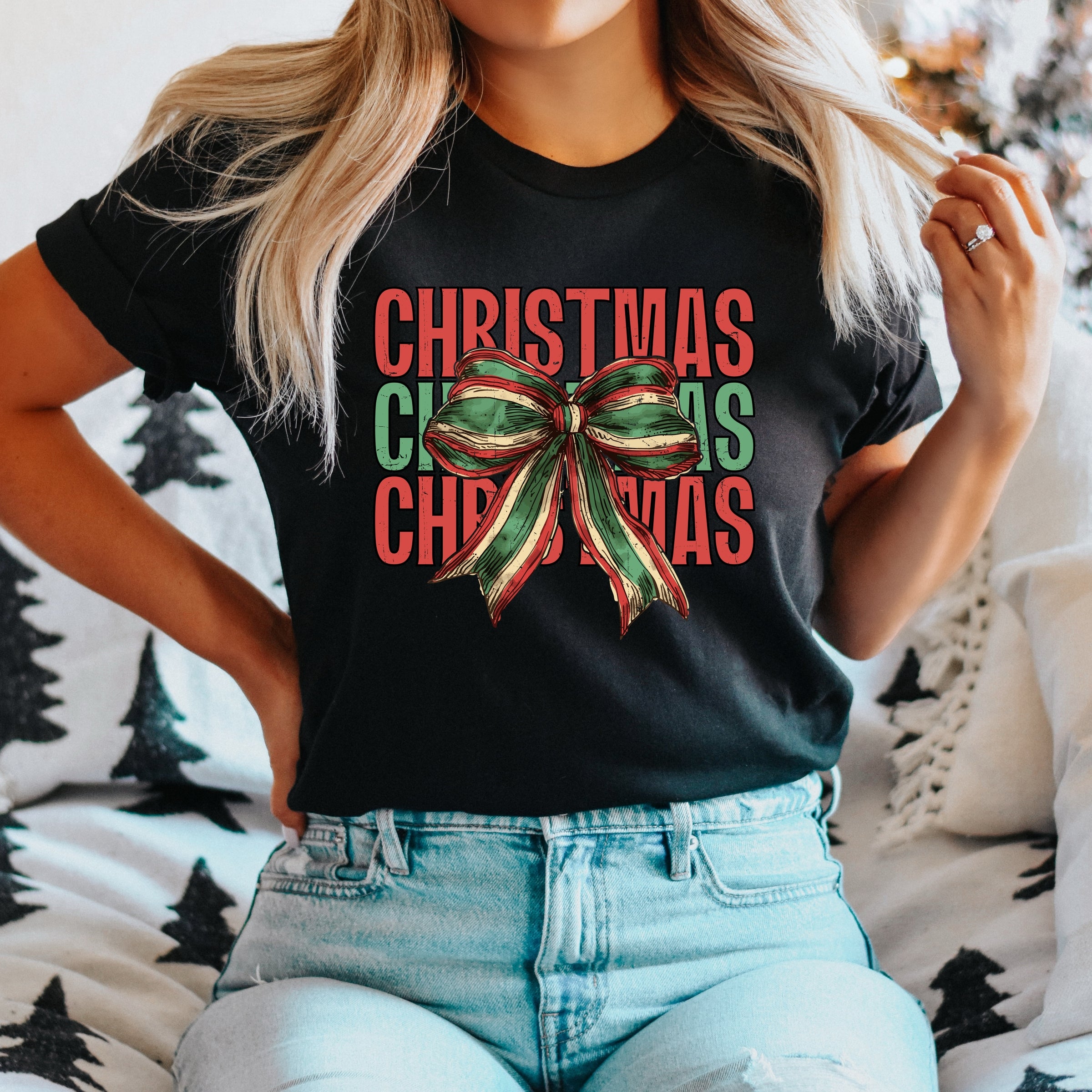 Coquette Christmas Stacked - Women's Short Sleeve Graphic T-Shirt