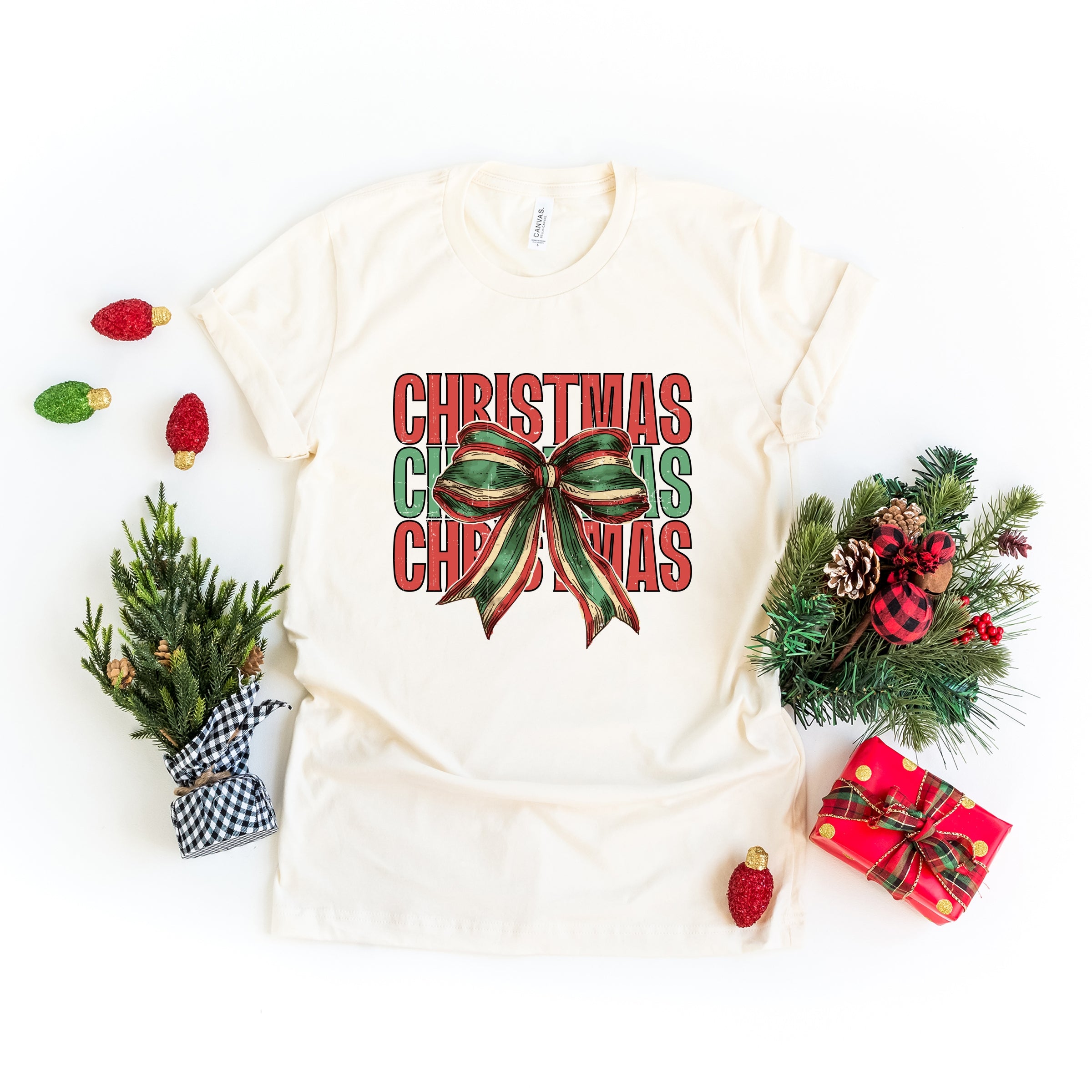 Coquette Christmas Stacked - Women's Short Sleeve Graphic T-Shirt
