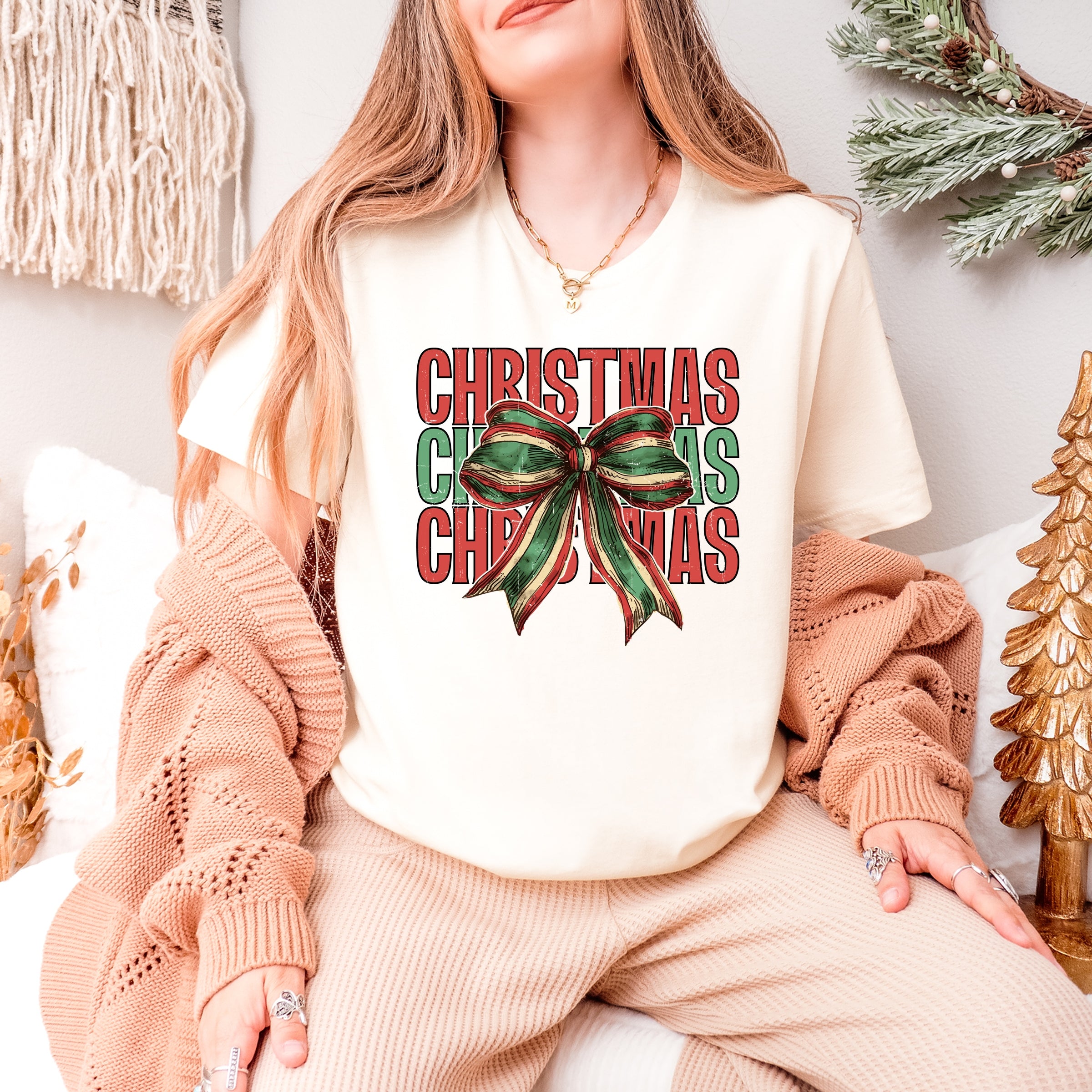 Coquette Christmas Stacked - Women's Short Sleeve Graphic T-Shirt