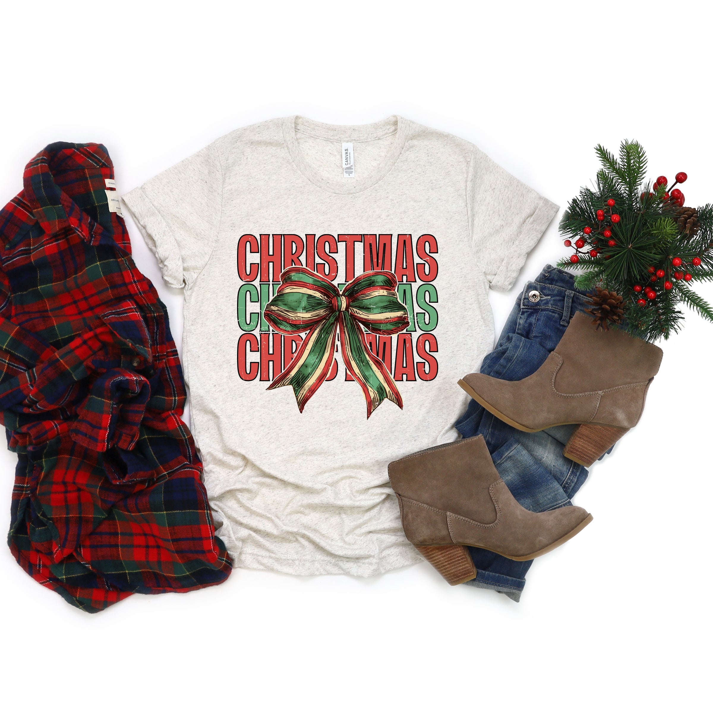 Coquette Christmas Stacked - Women's Short Sleeve Graphic T-Shirt