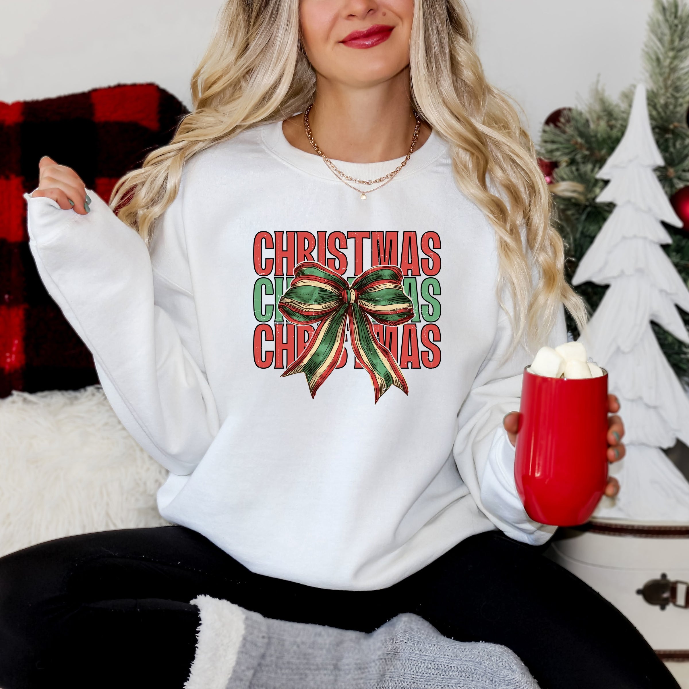 Coquette Christmas Stacked - Women's Graphic Sweatshirt
