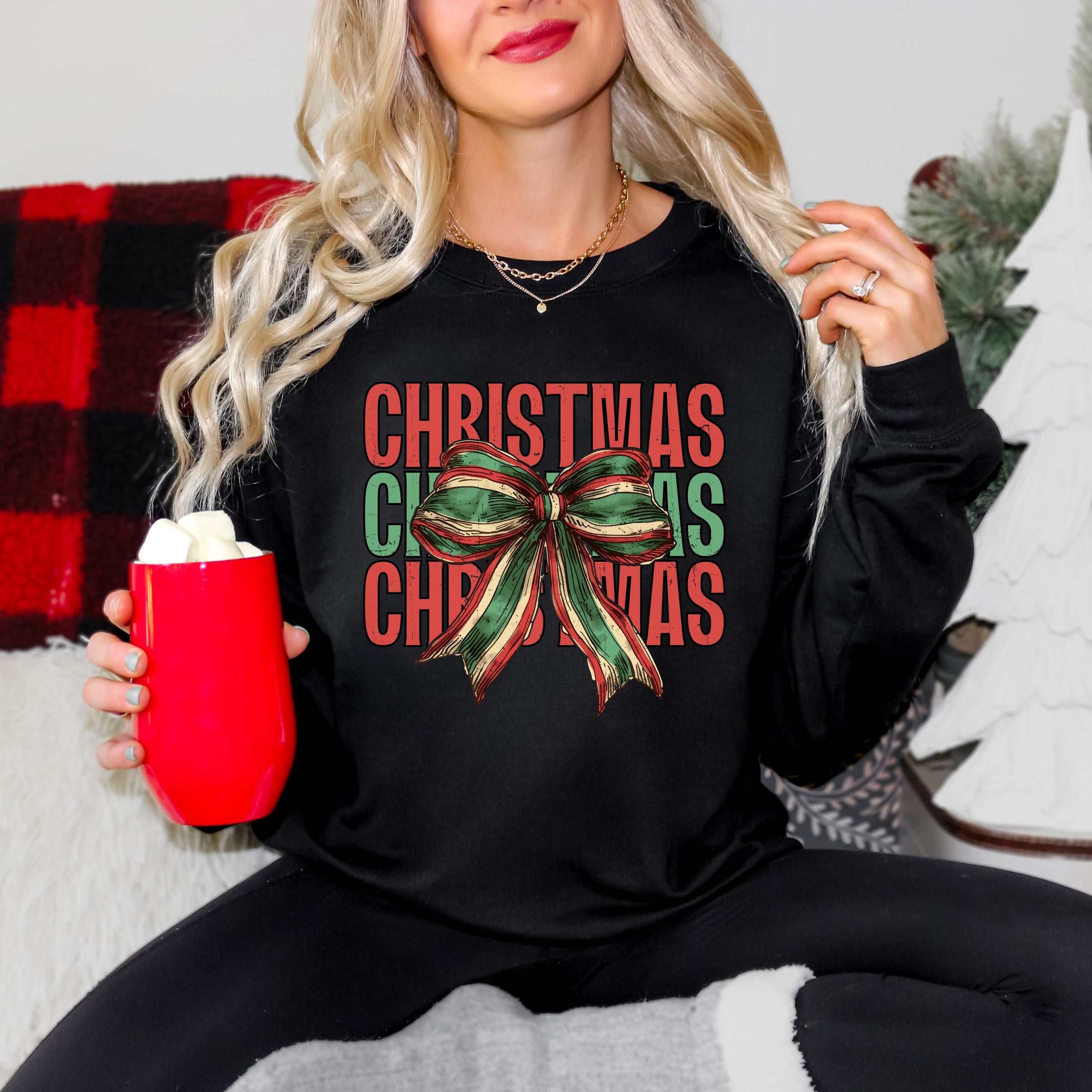 Coquette Christmas Stacked - Women's Graphic Sweatshirt