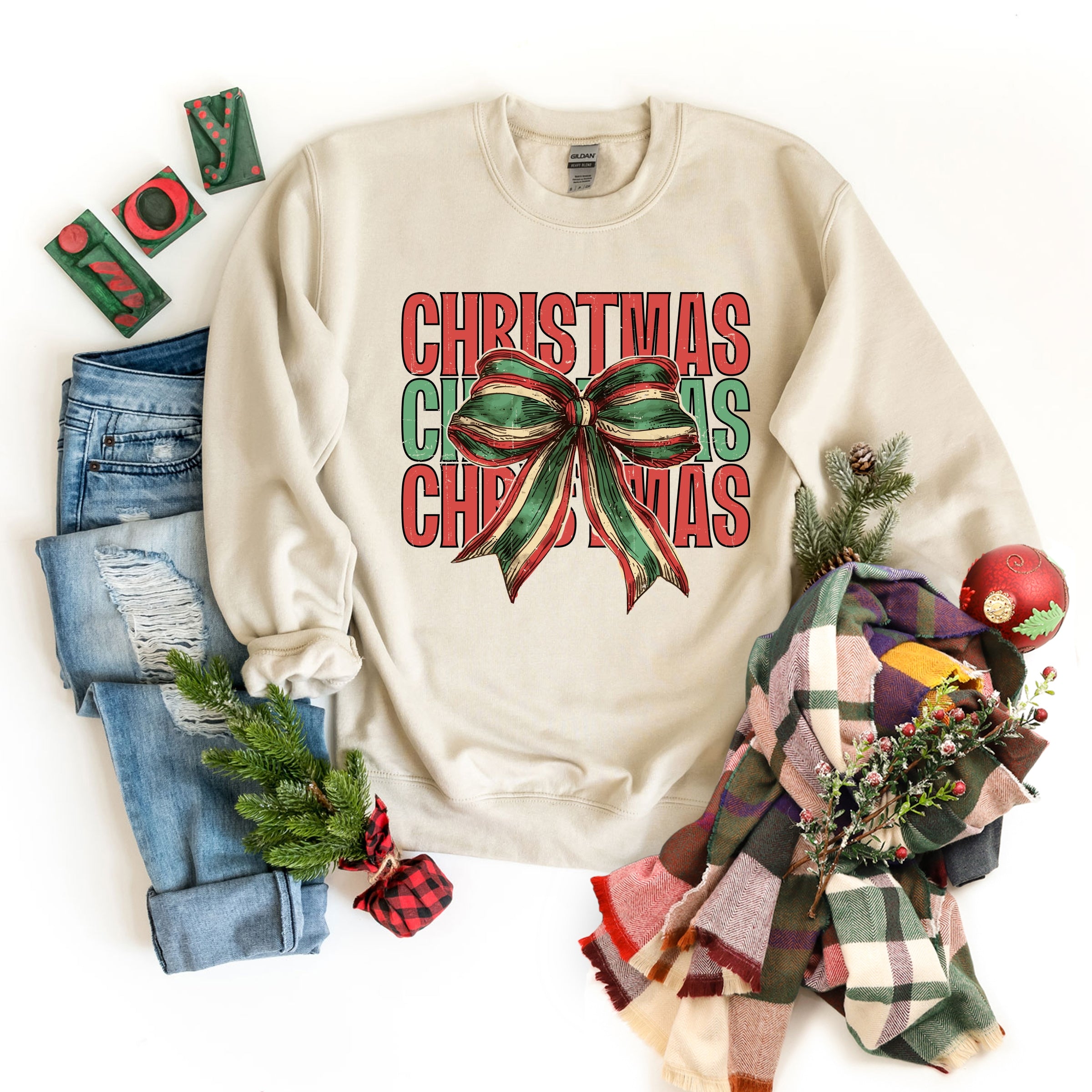 Coquette Christmas Stacked - Women's Graphic Sweatshirt