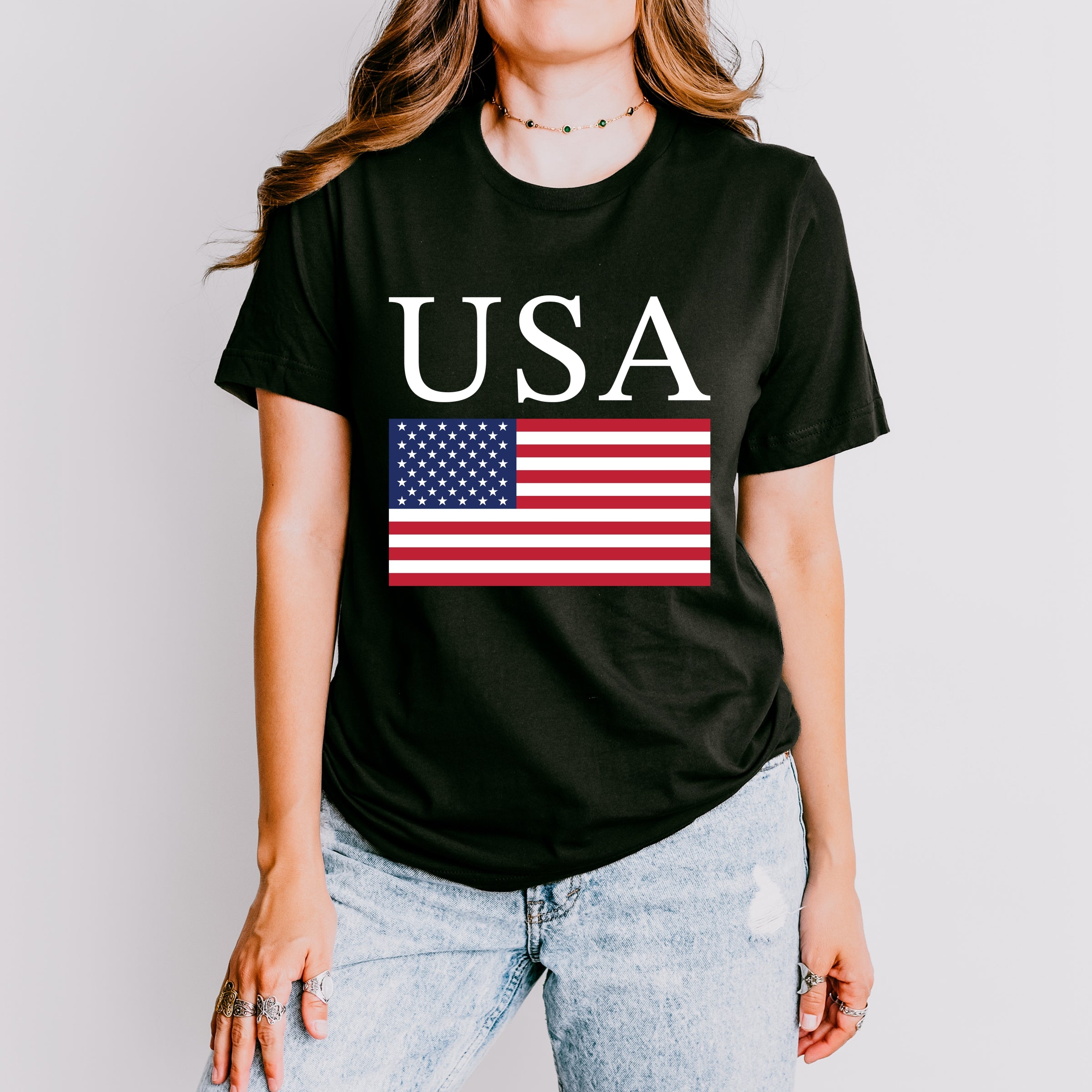 USA Flag Solid - Women's Short Sleeve Graphic T-Shirt