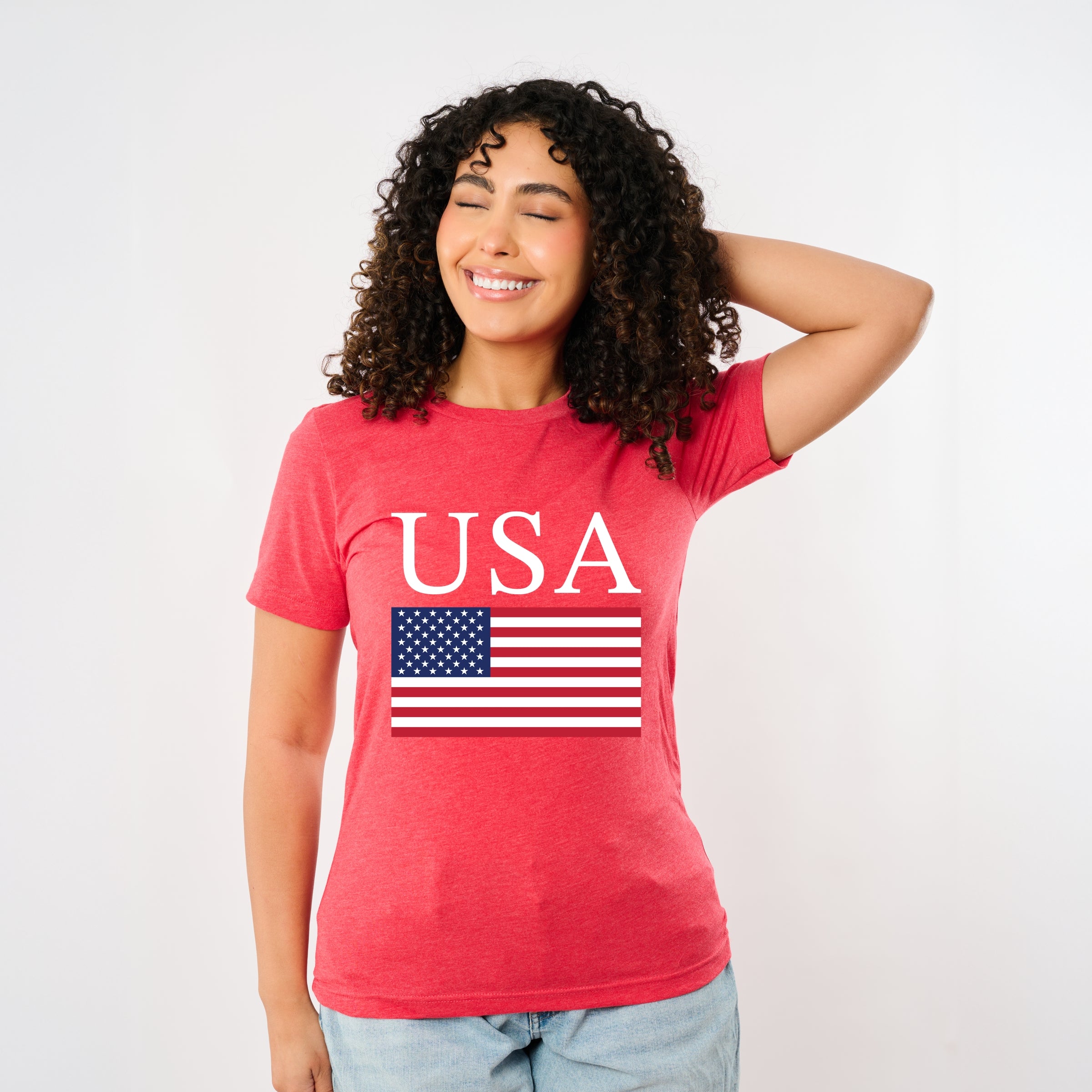 USA Flag Solid - Women's Short Sleeve Graphic T-Shirt
