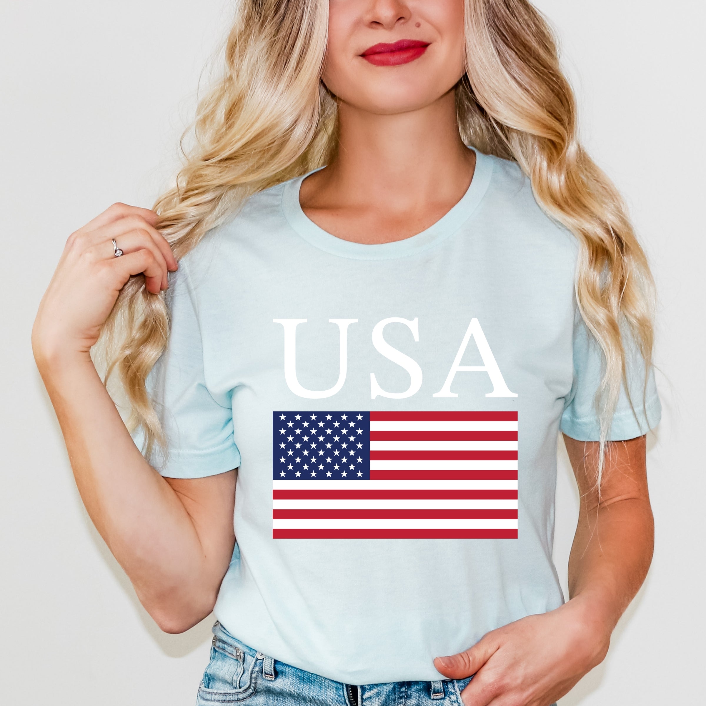 USA Flag Solid - Women's Short Sleeve Graphic T-Shirt