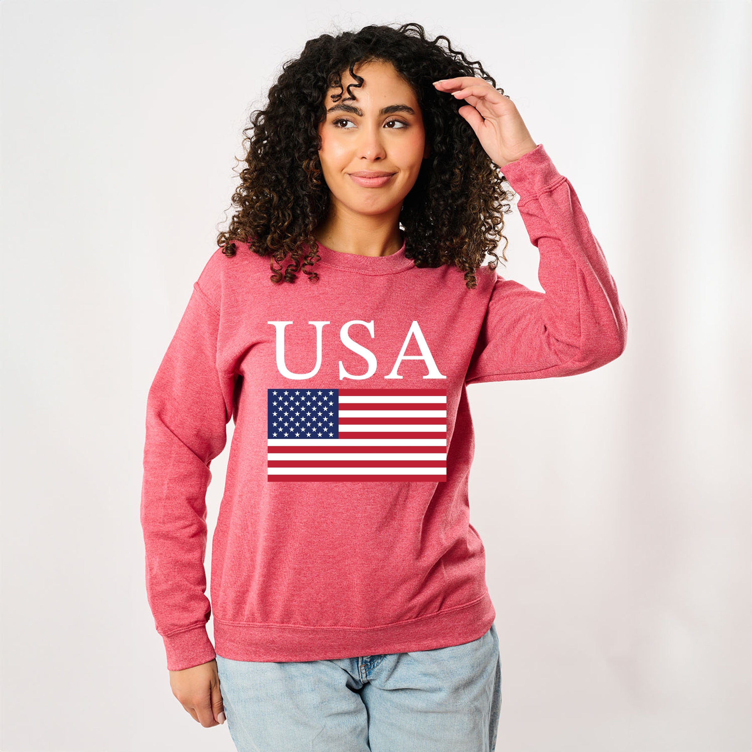 USA Flag Solid -  Women's Graphic Sweatshirt