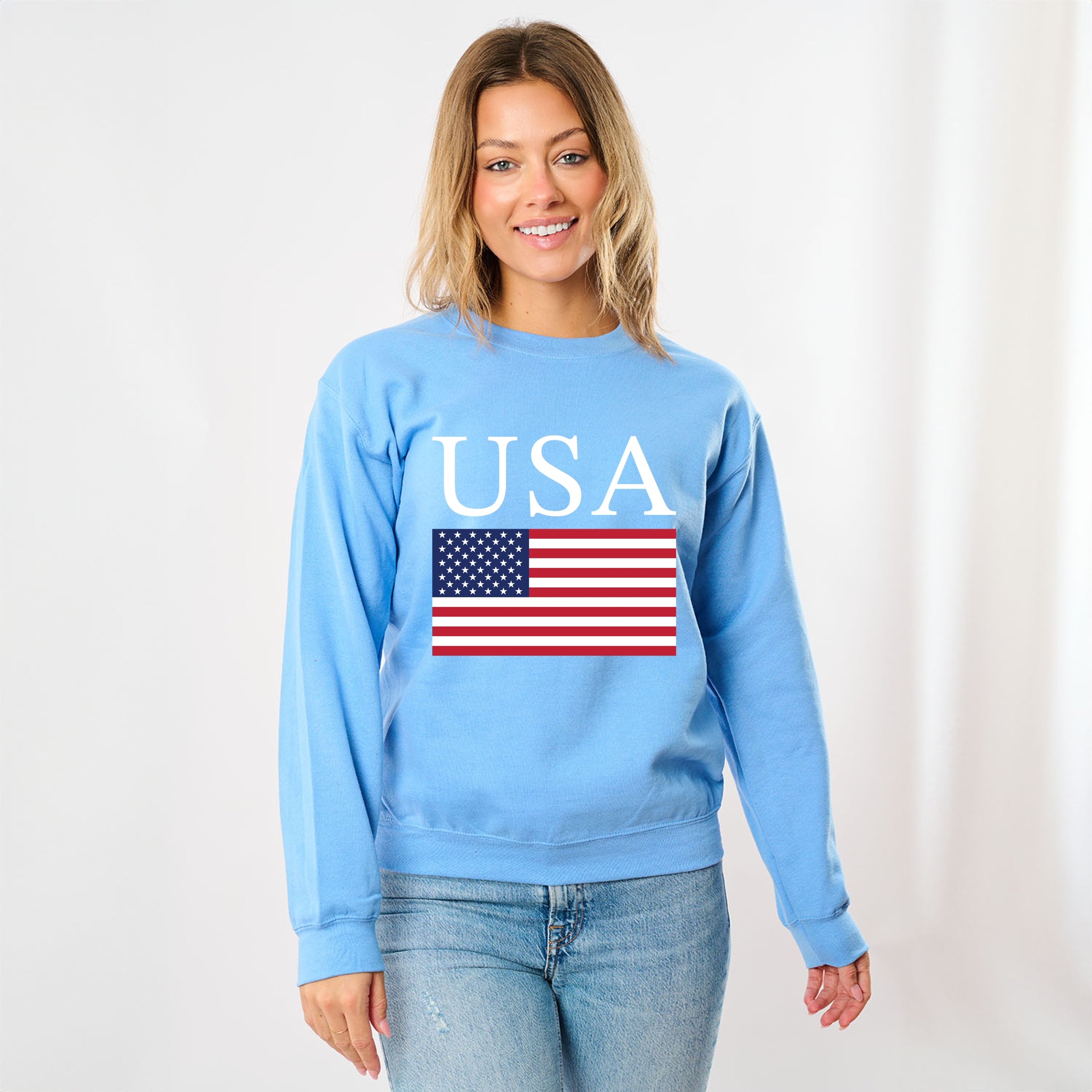 USA Flag Solid -  Women's Graphic Sweatshirt