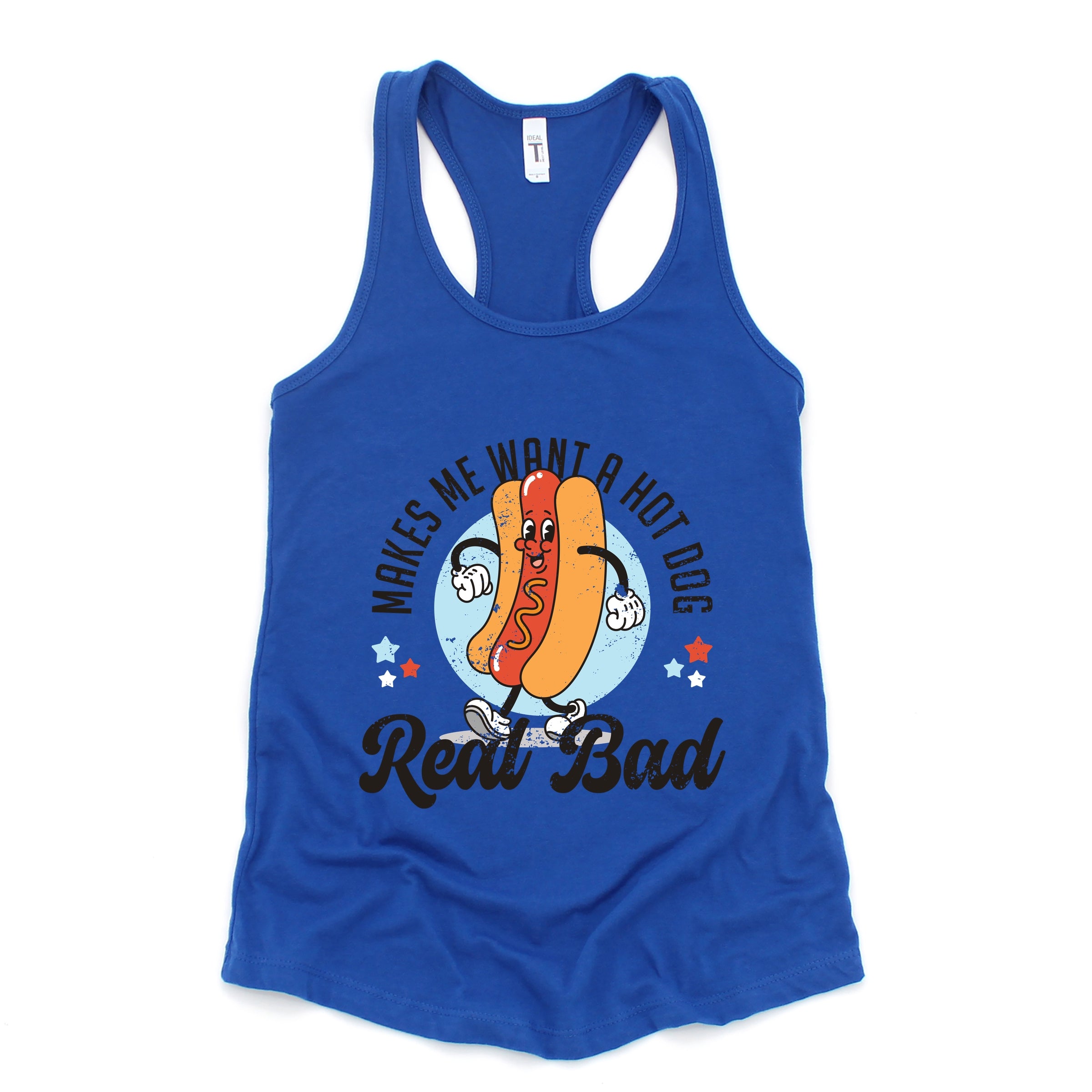 Makes Me Wants A Hot Dog Real Bad Cartoon - Women's Graphic Racerback Tank Top