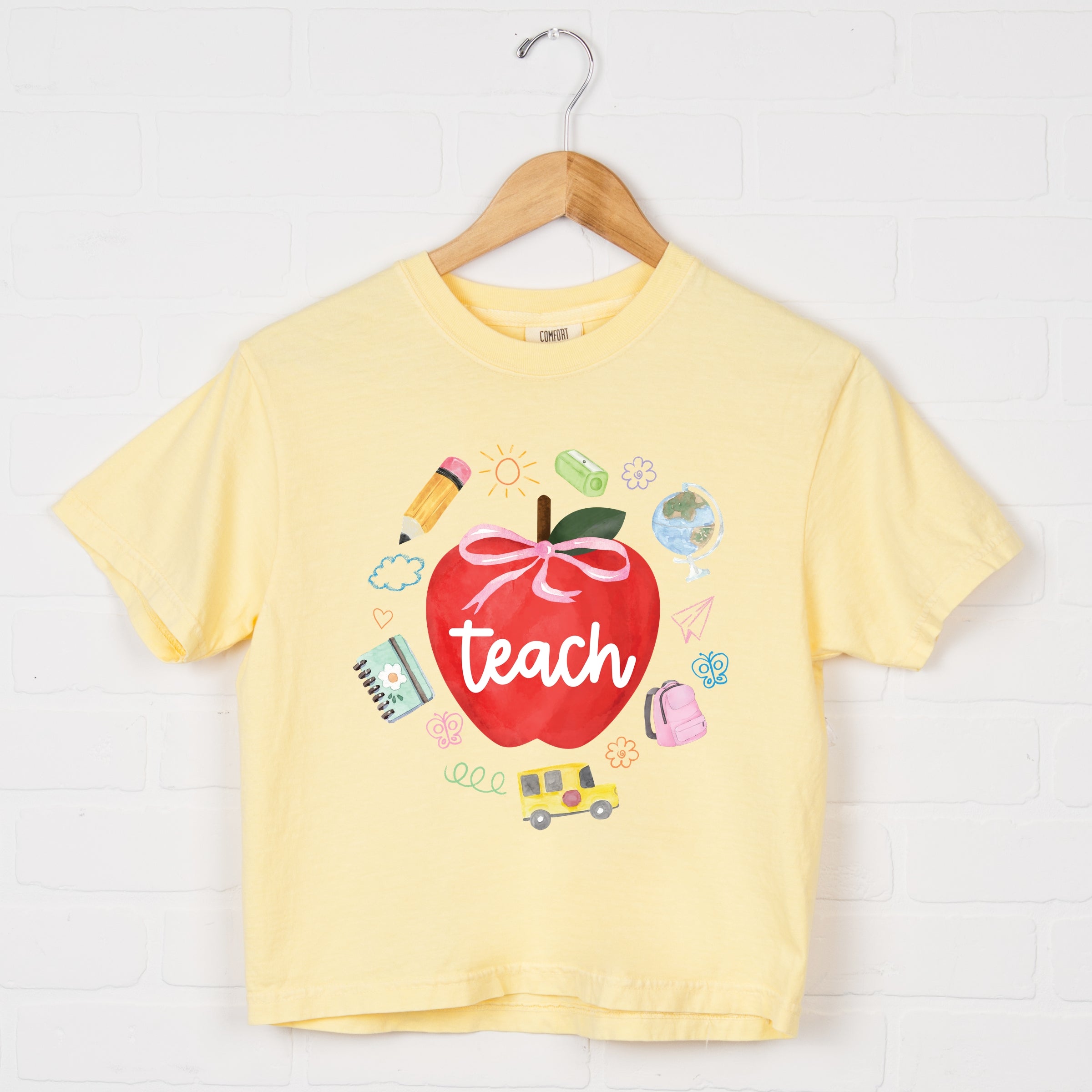 Teach Apple Watercolor - Boxy Crop Top