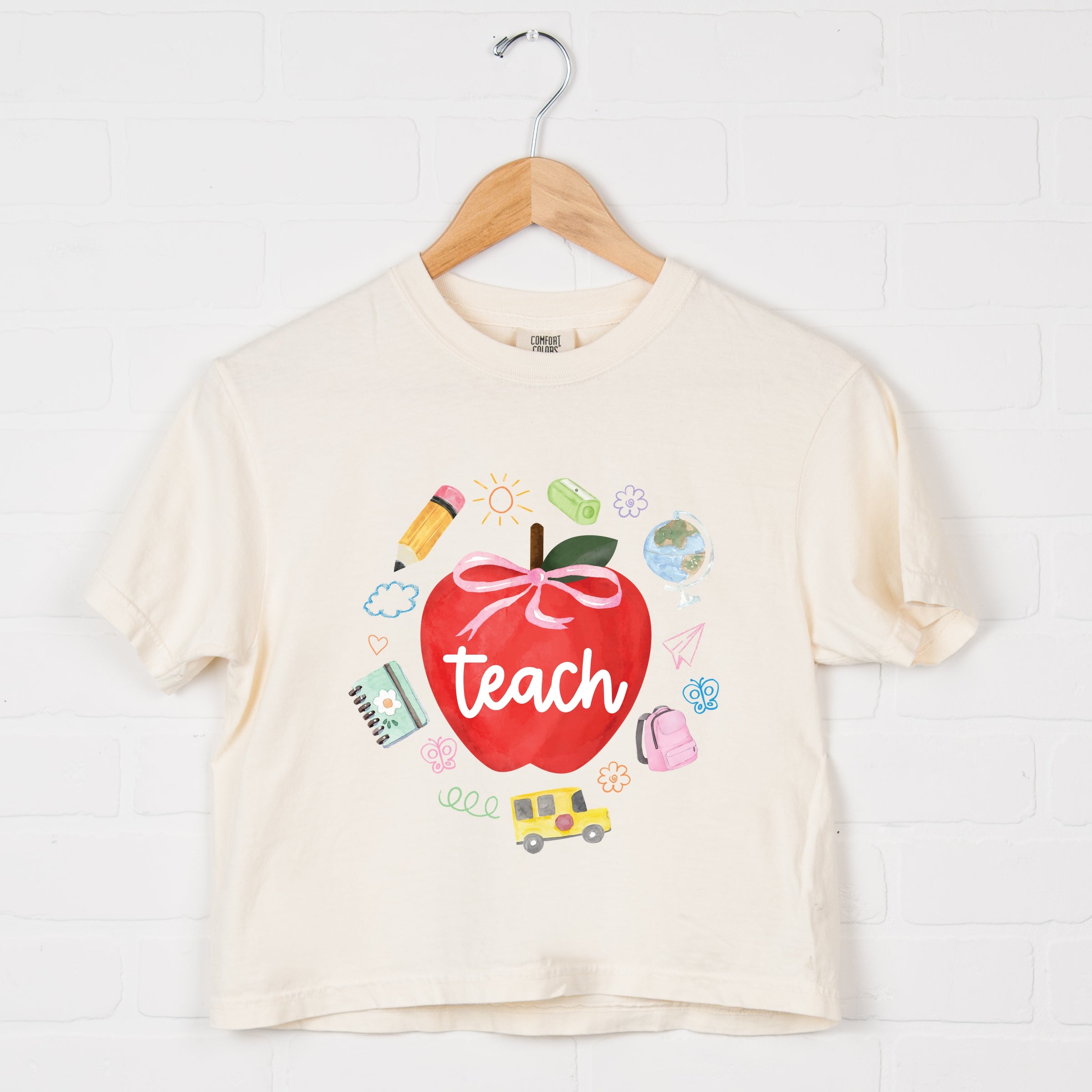 Teach Apple Watercolor - Boxy Crop Top