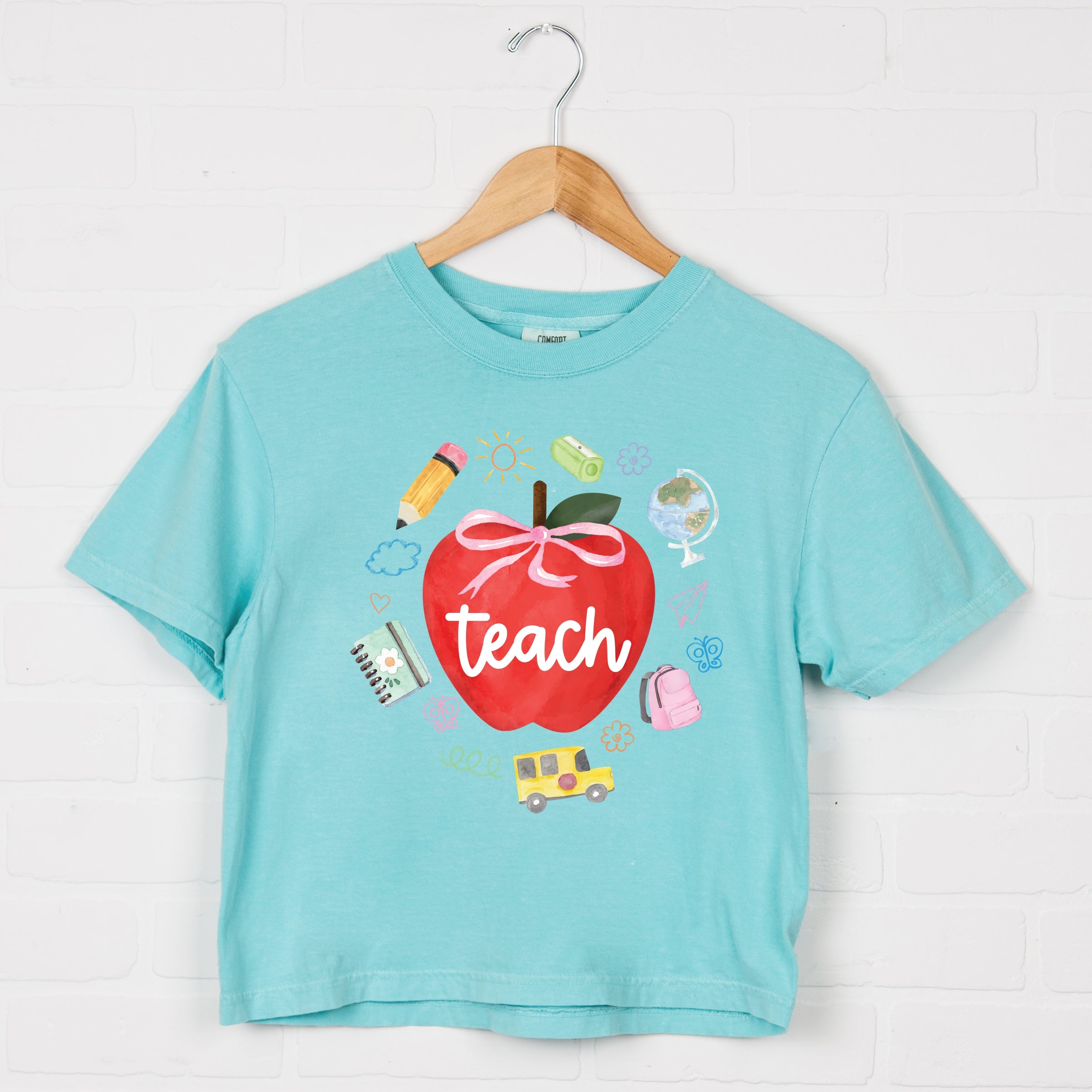 Teach Apple Watercolor - Boxy Crop Top