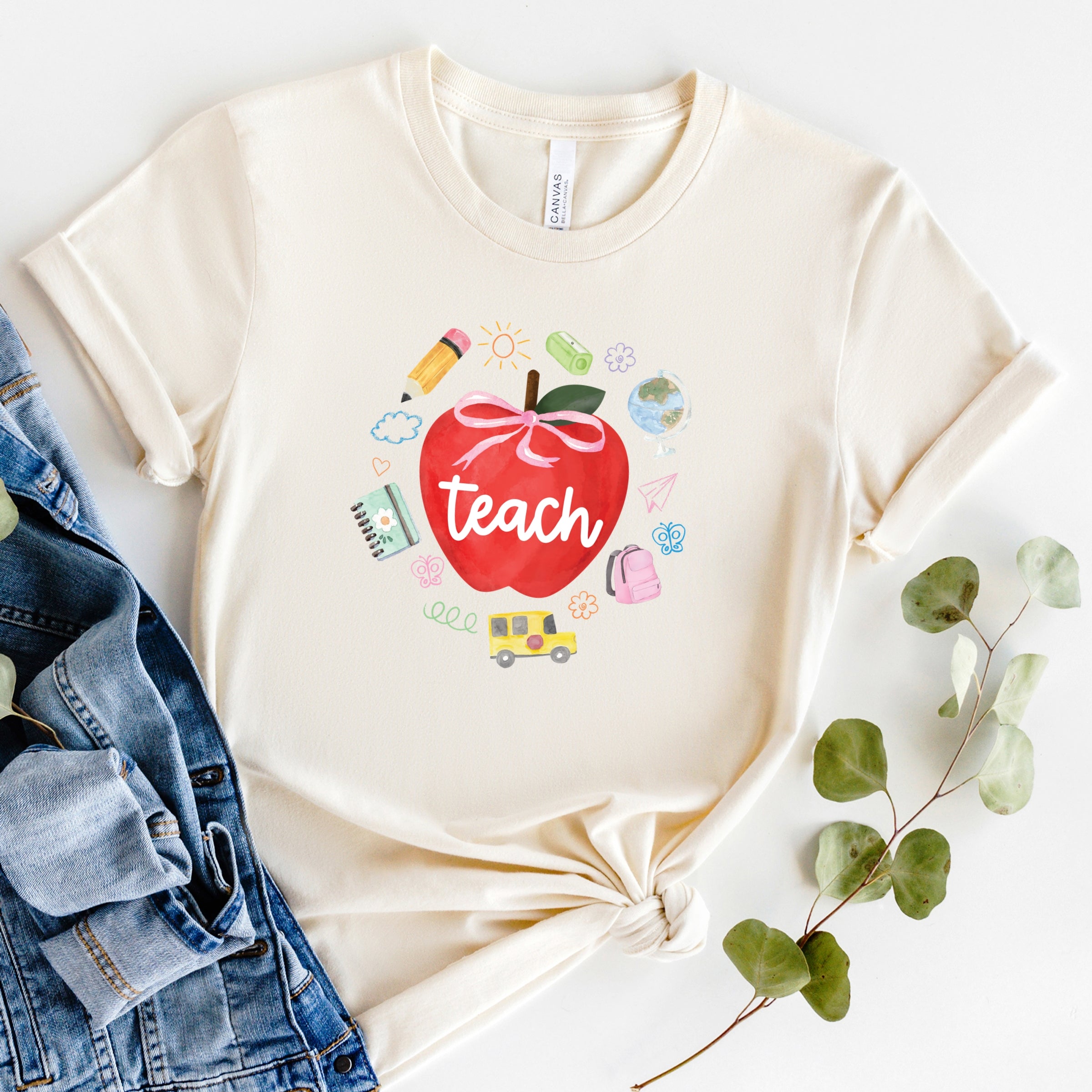 Teach Apple Watercolor - Short Sleeve Tee