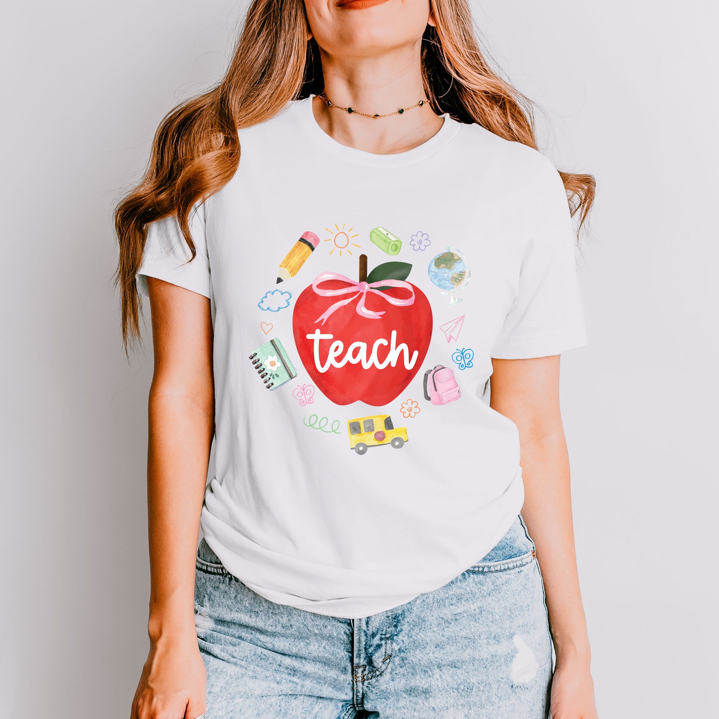 Teach Apple Watercolor - Short Sleeve Tee