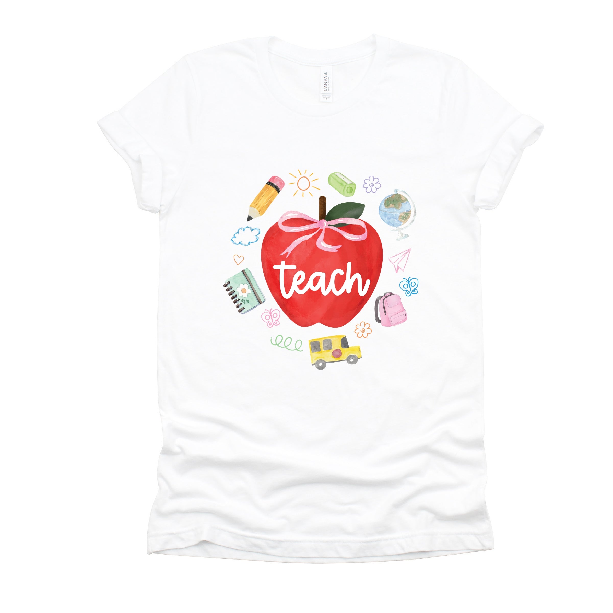 Teach Apple Watercolor - Short Sleeve Tee