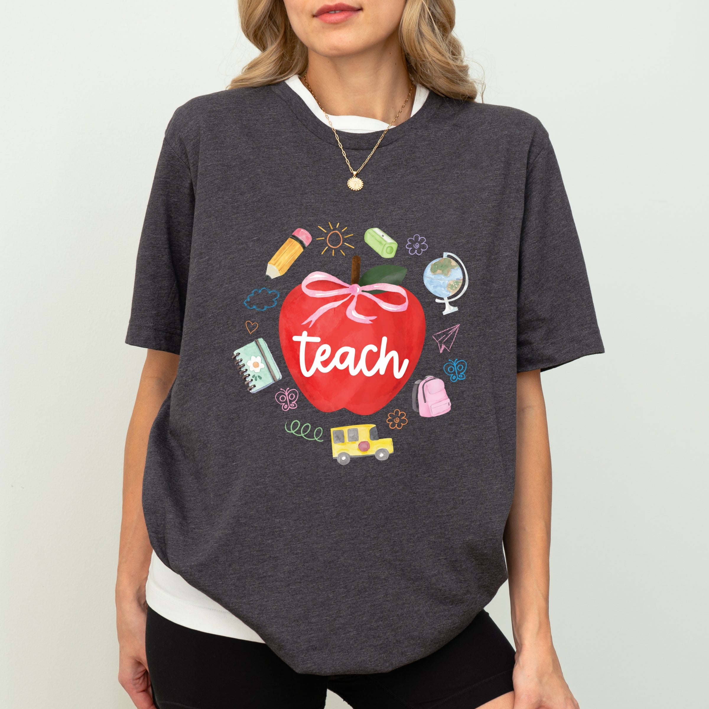 Teach Apple Watercolor - Short Sleeve Tee