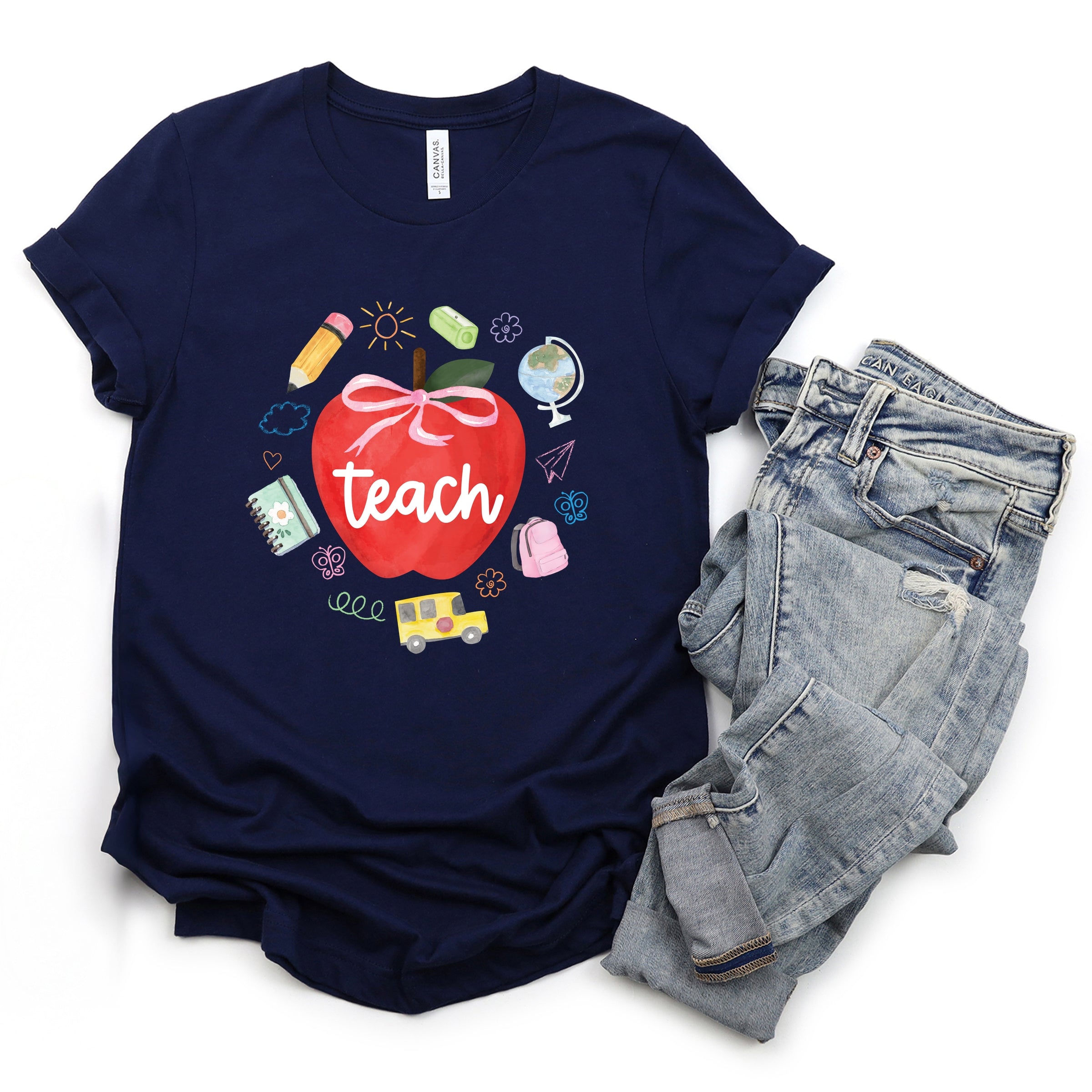 Teach Apple Watercolor - Short Sleeve Tee