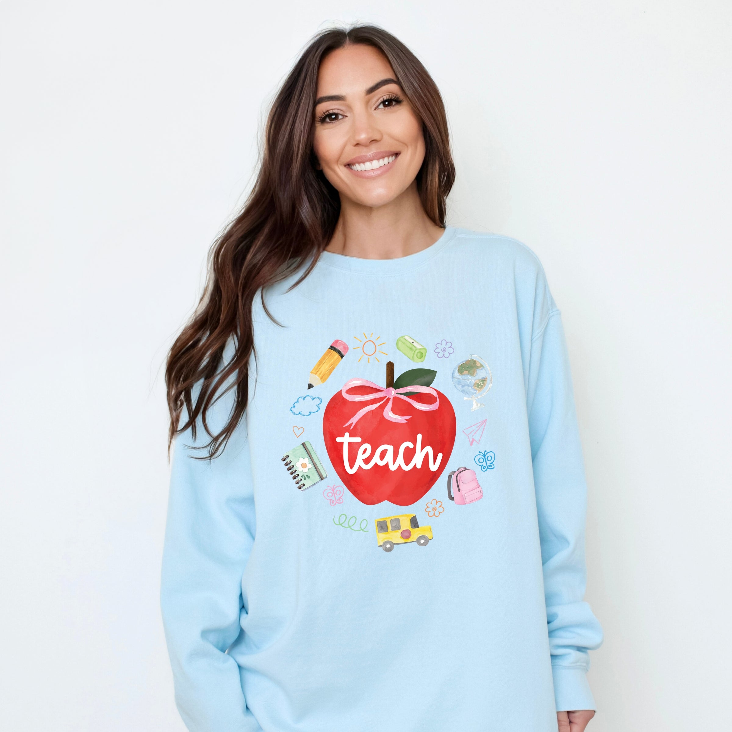Teach Apple Watercolor - Garment Dyed Sweatshirt