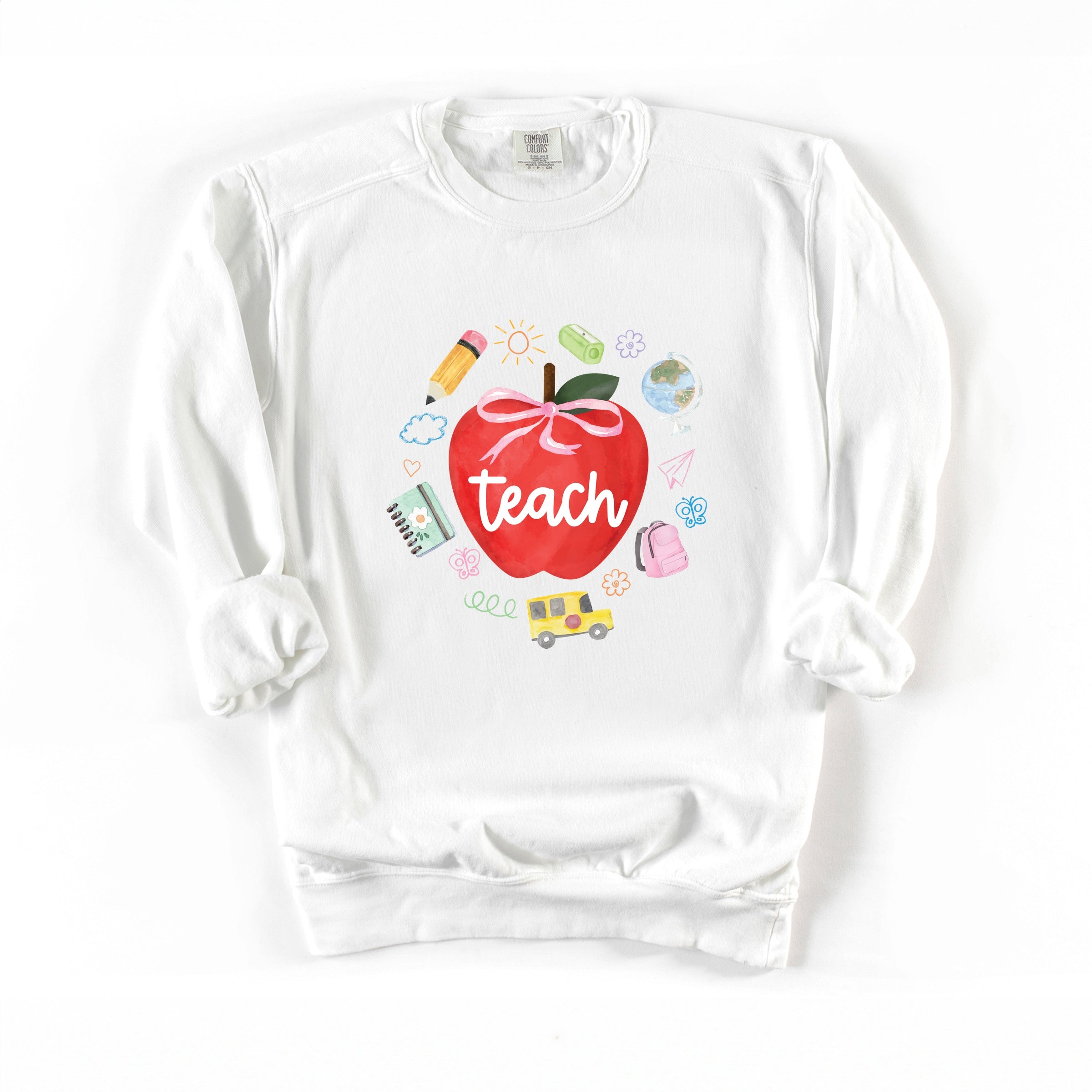 Teach Apple Watercolor - Garment Dyed Sweatshirt