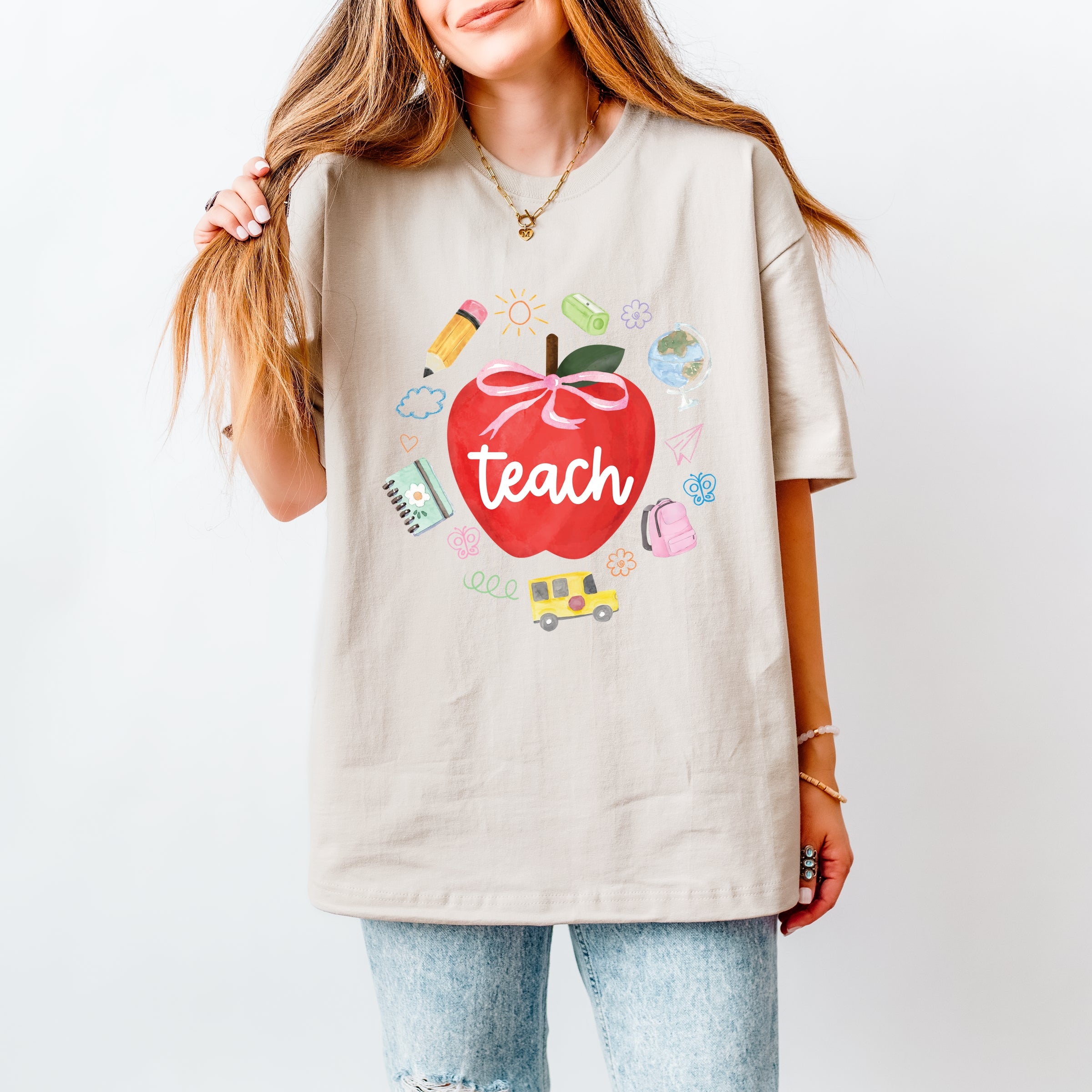Teach Apple Watercolor - Heavyweight Tee