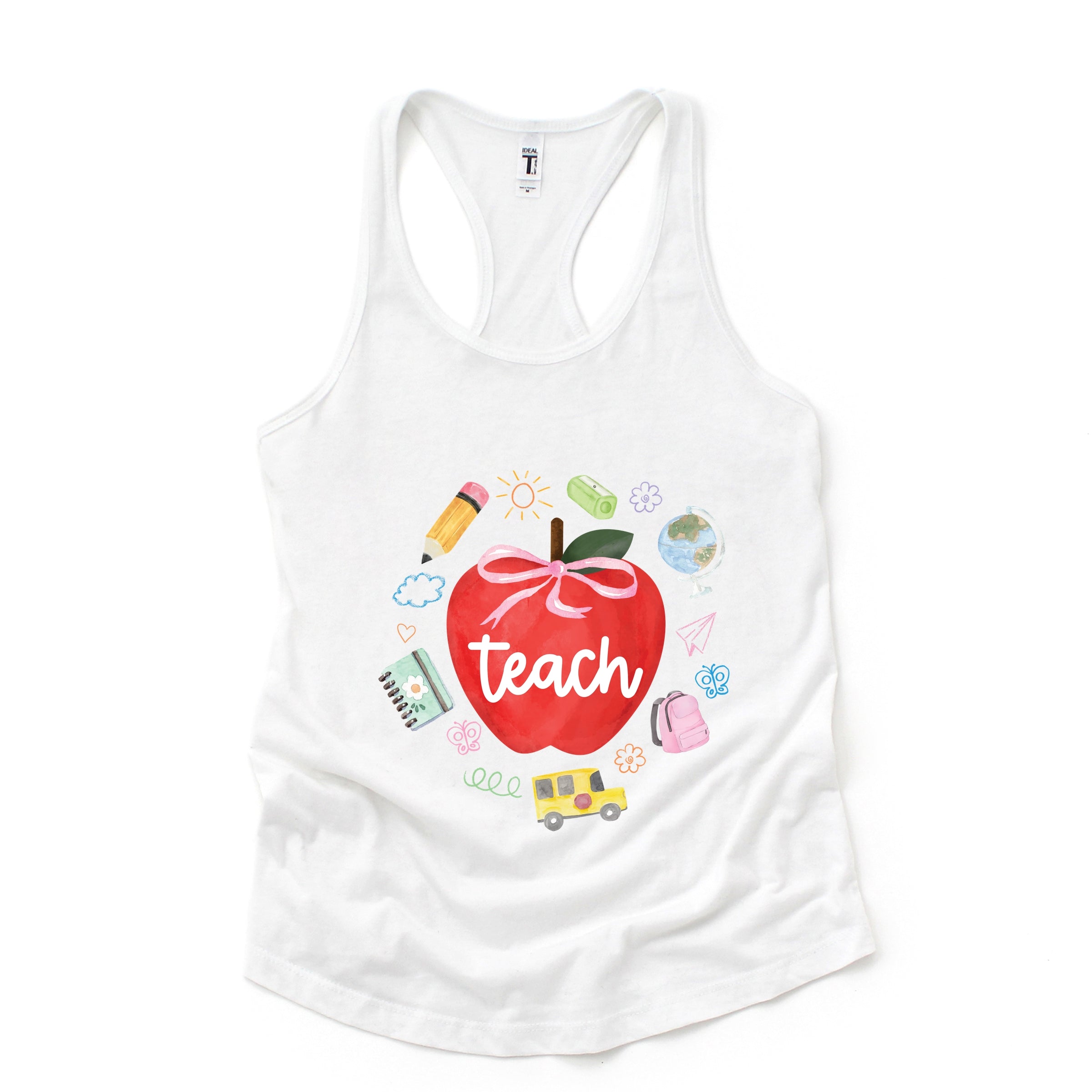 Teach Apple Watercolor - Racerback Tank