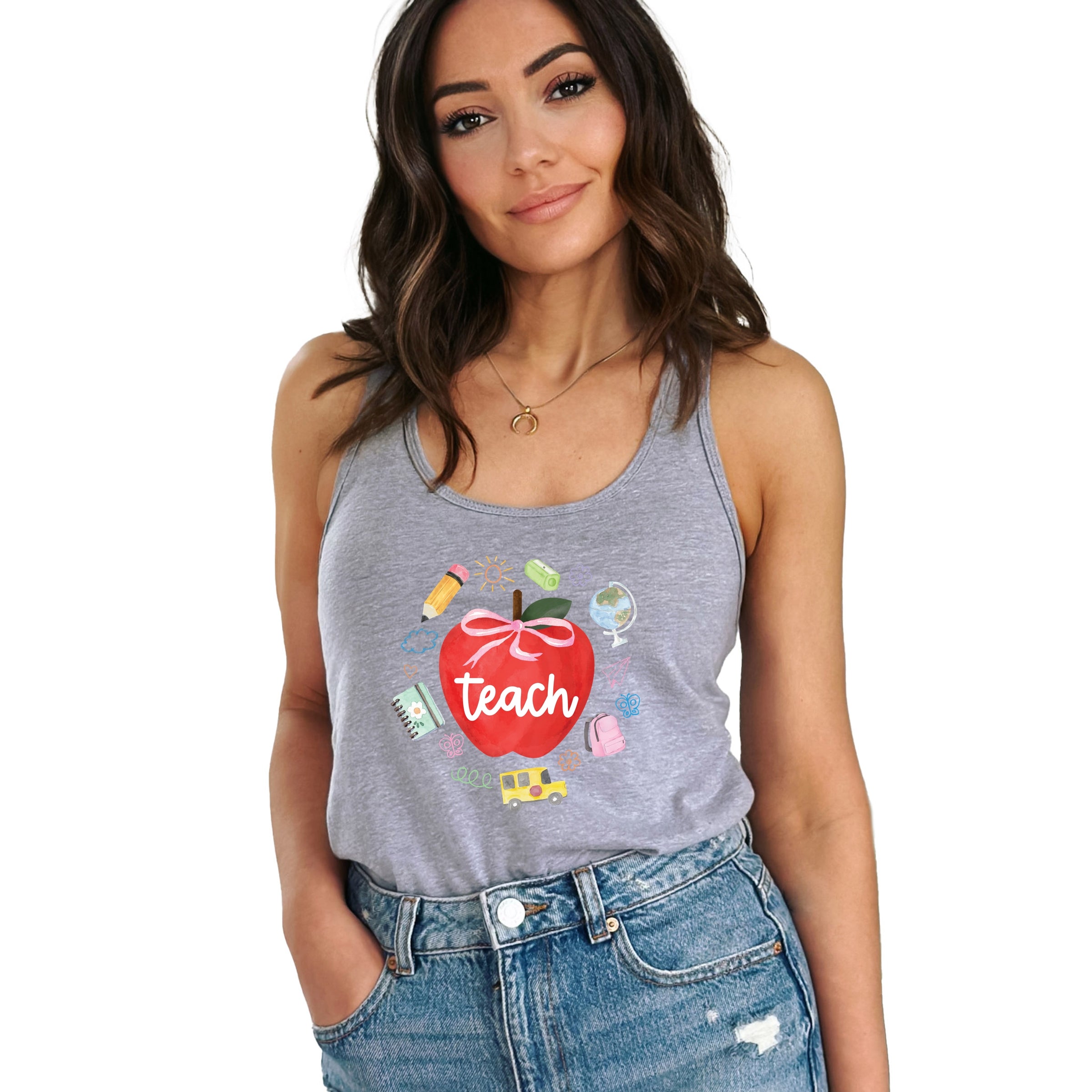 Teach Apple Watercolor - Racerback Tank